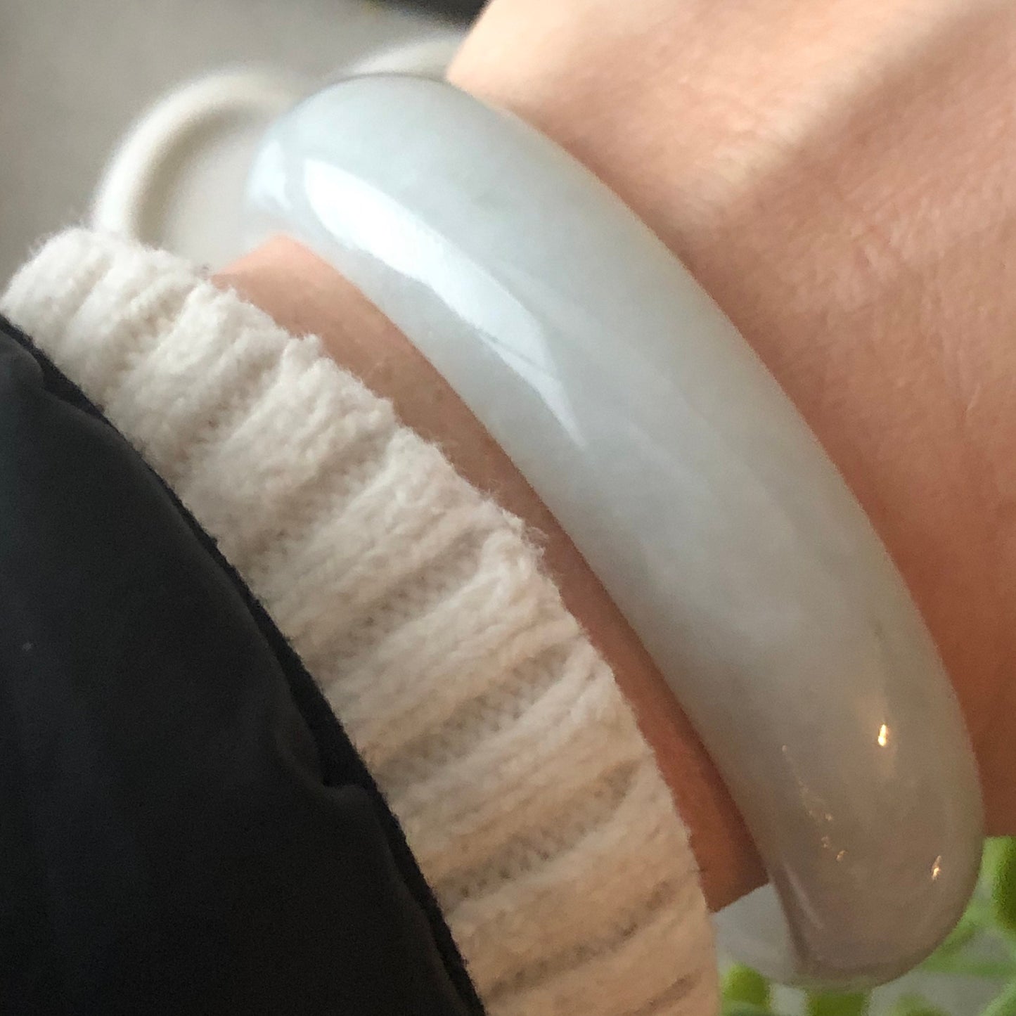 58mm Milky White Tint Blue Jadeite Jade Bangle