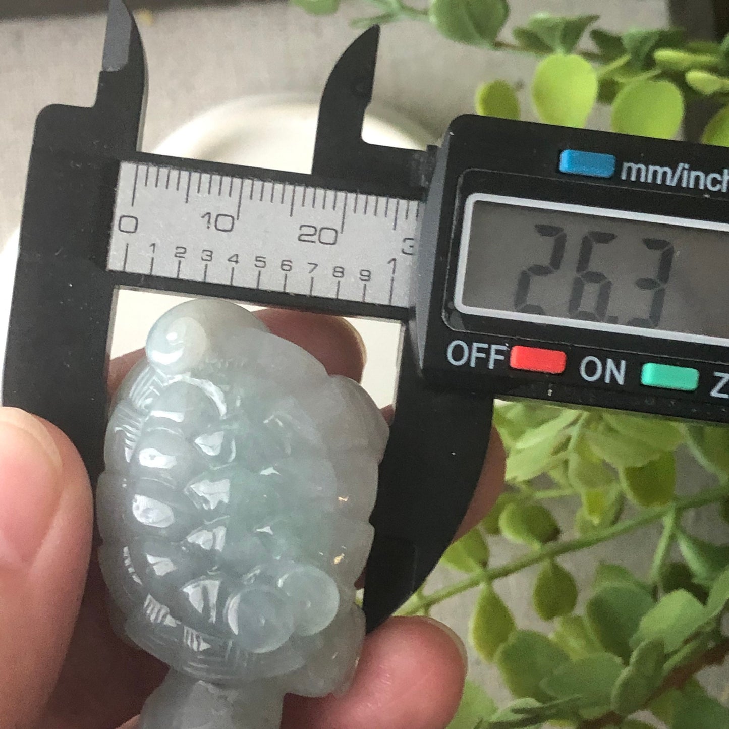 46.3mm Jadeite Jade Carved Tint Green Turtle Keychain Charm Pendant