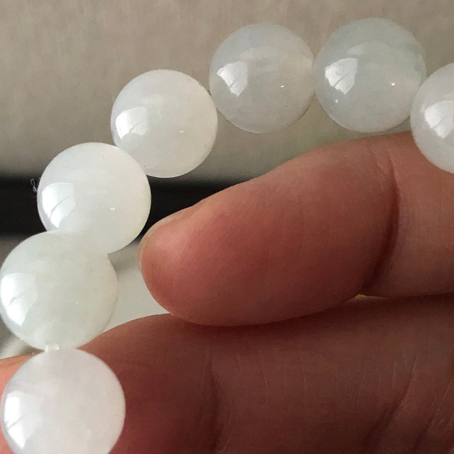 11mm Jadeite Jade Icy Bead Bracelet 17pcs.