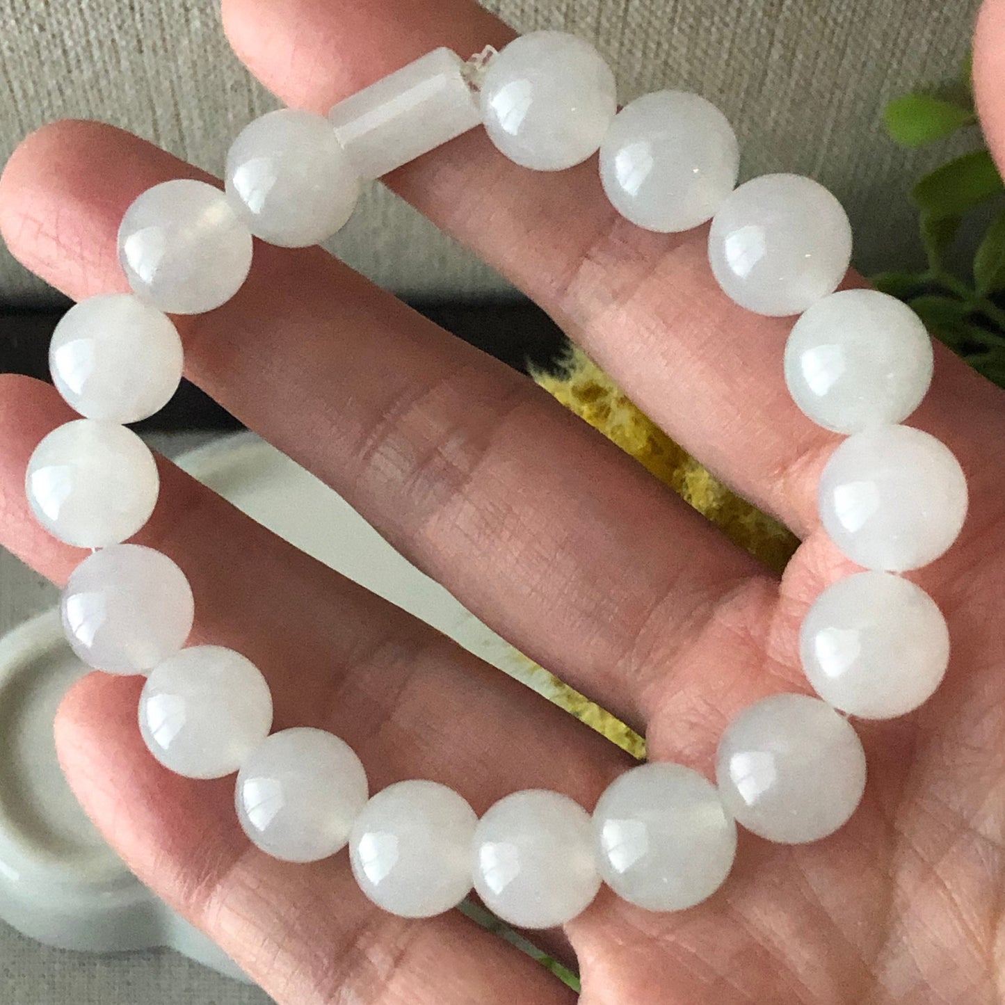 11mm Jadeite Jade Icy Bead Bracelet 17pcs.