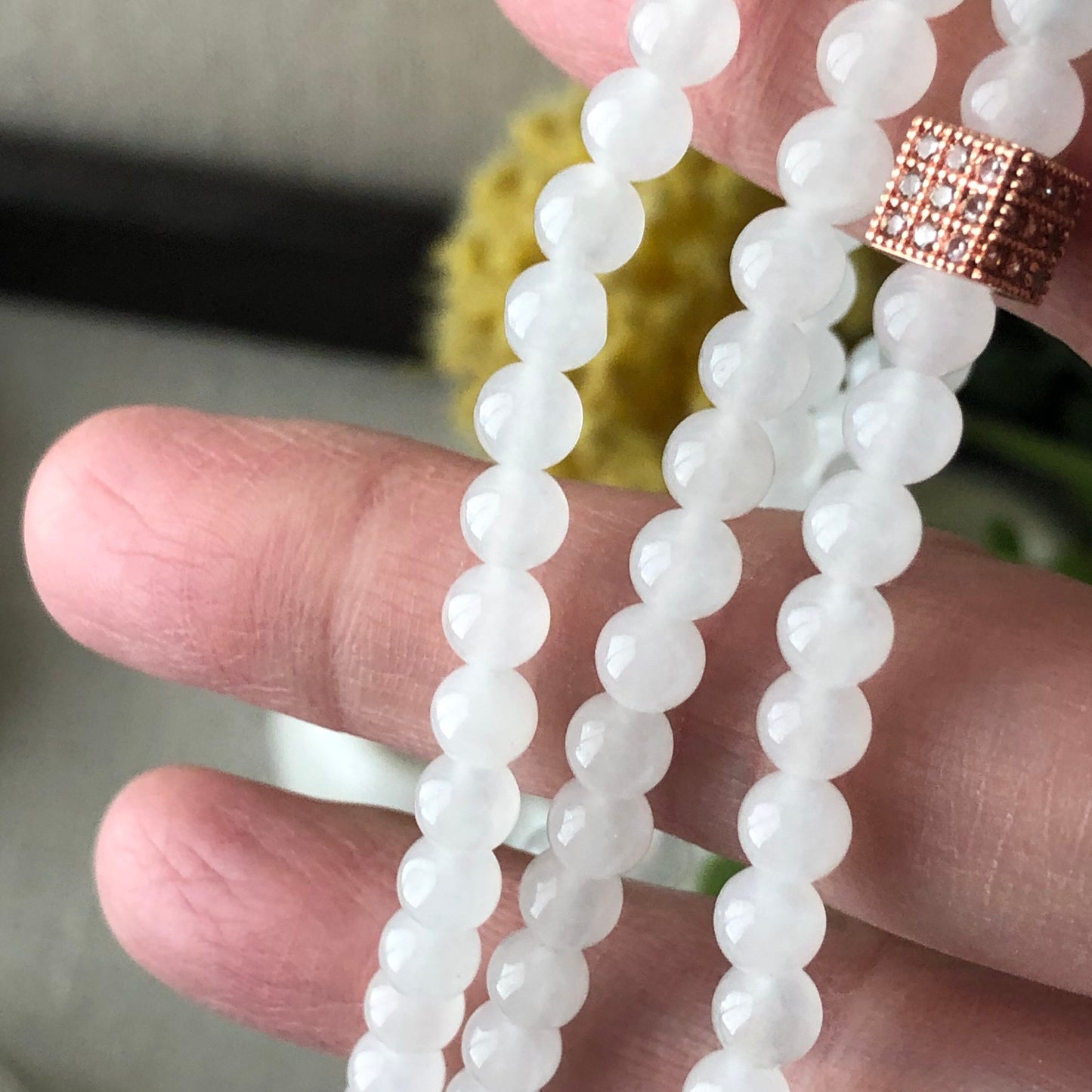 5mm Icy Mini Hetian Jade Round Bead Bracelet Necklace