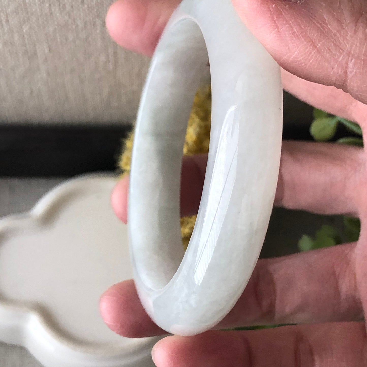 55mm Icy Jadeite Jade Light Green Tone Bangle