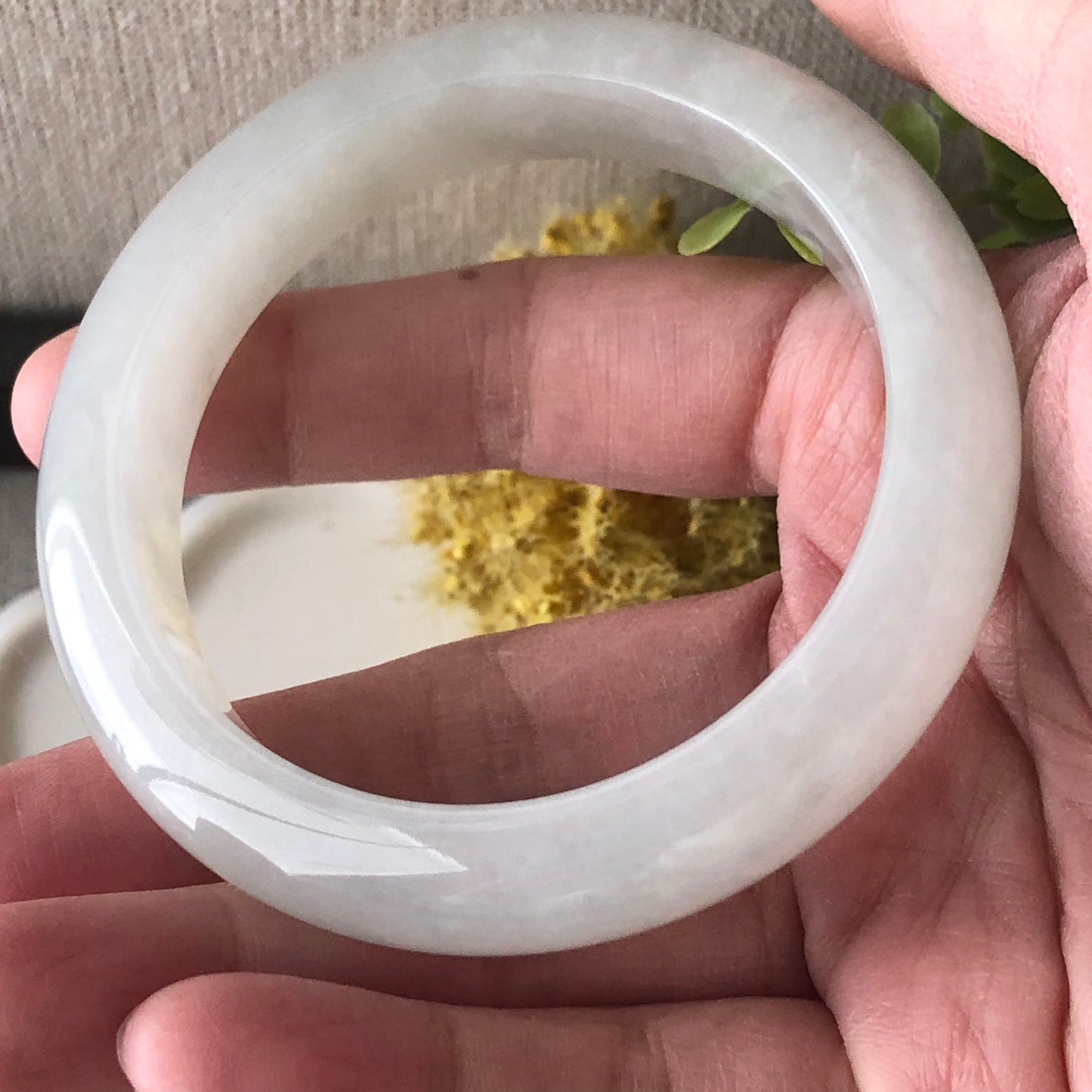 55mm Icy Jadeite Jade Light Green Tone Bangle