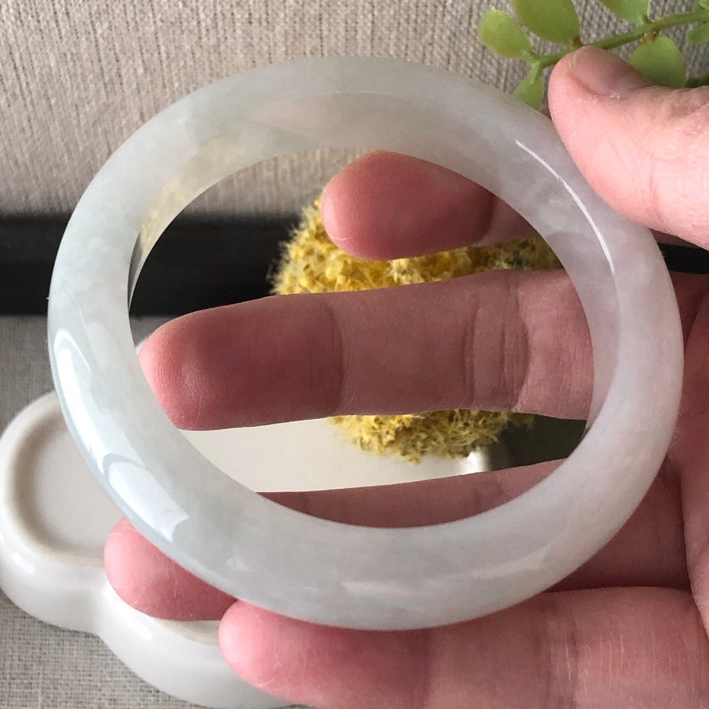 55mm Icy Jadeite Jade Light Green Tone Bangle