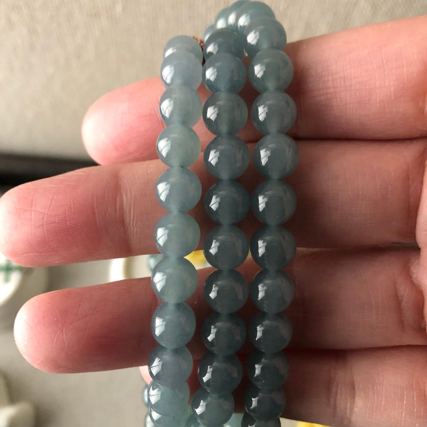 7mm Icy Guatemalan Jade Blue Green Round Bead Necklace Bracelet