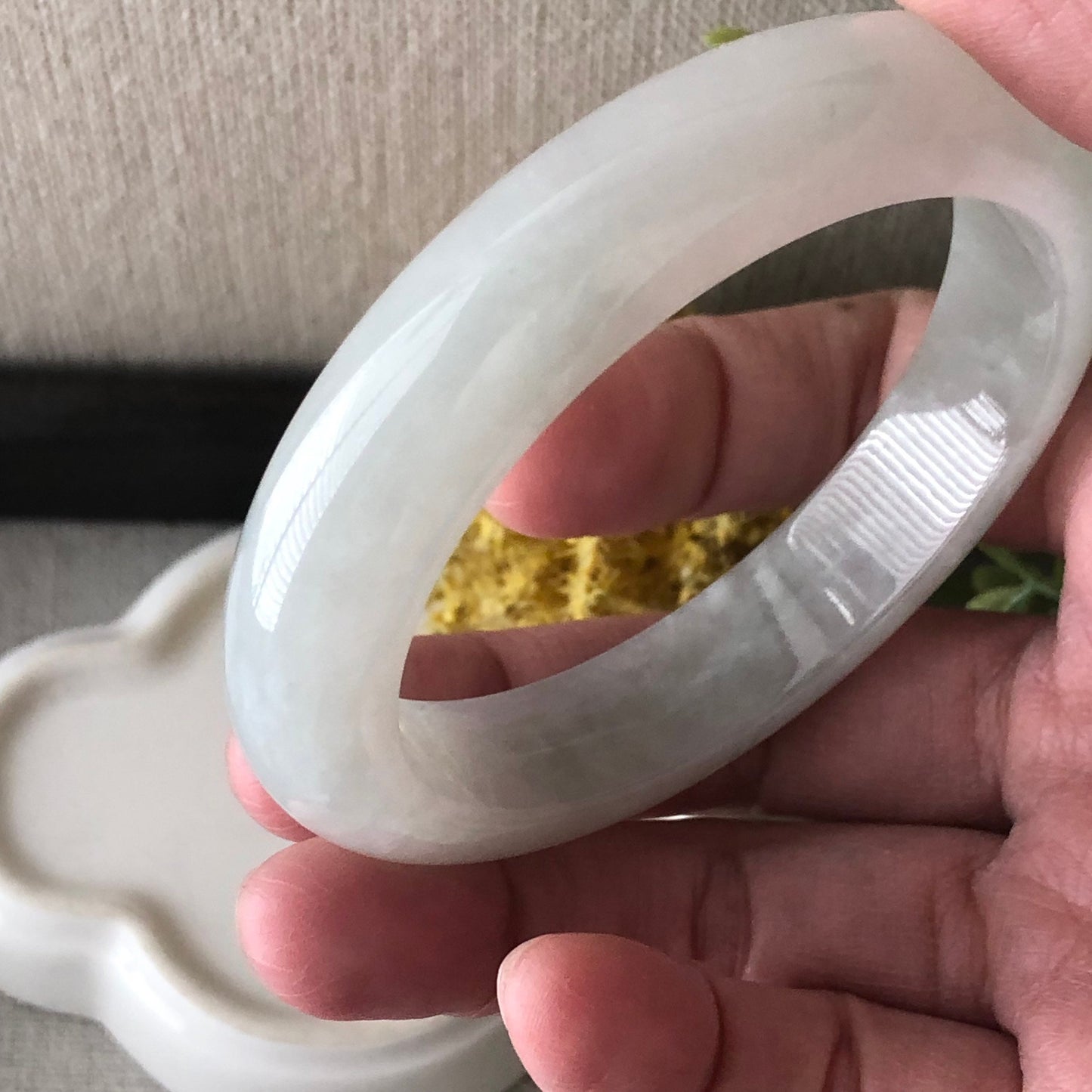 55mm Icy Jadeite Jade Light Green Tone Bangle