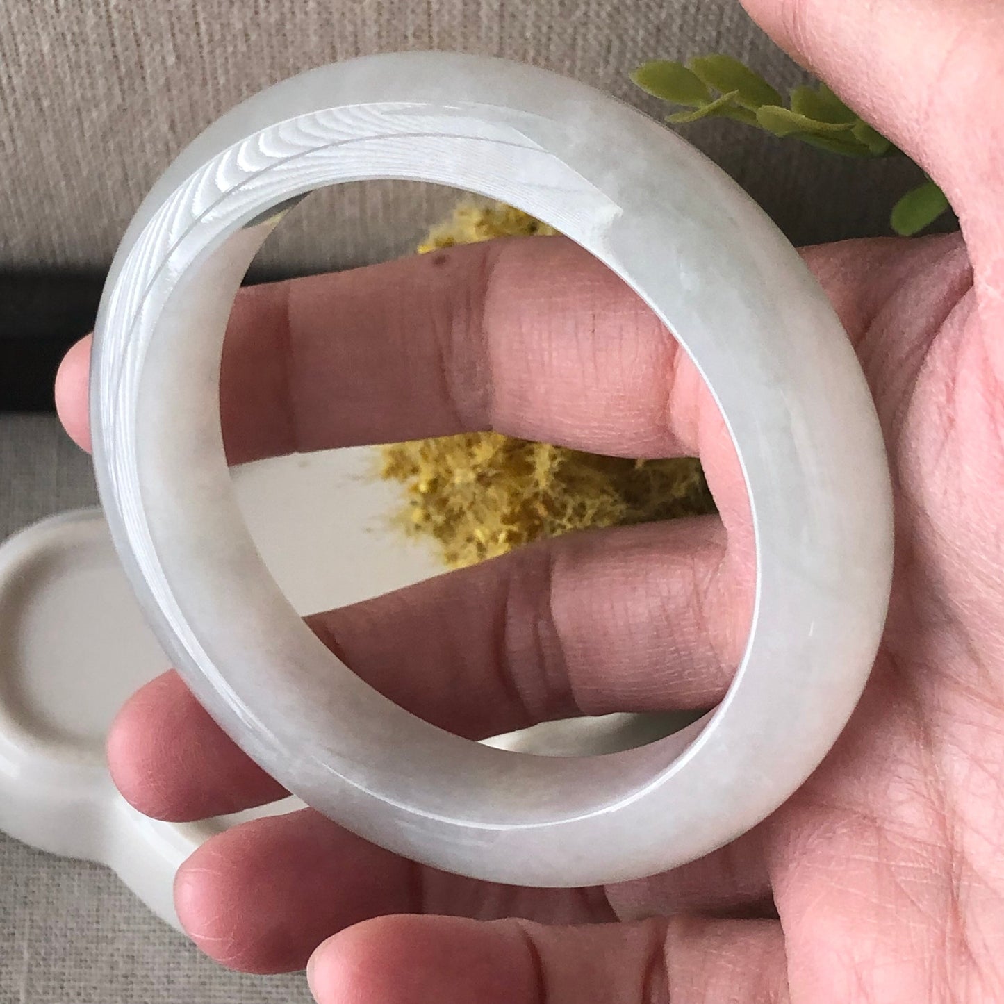 55mm Icy Jadeite Jade Light Green Tone Bangle