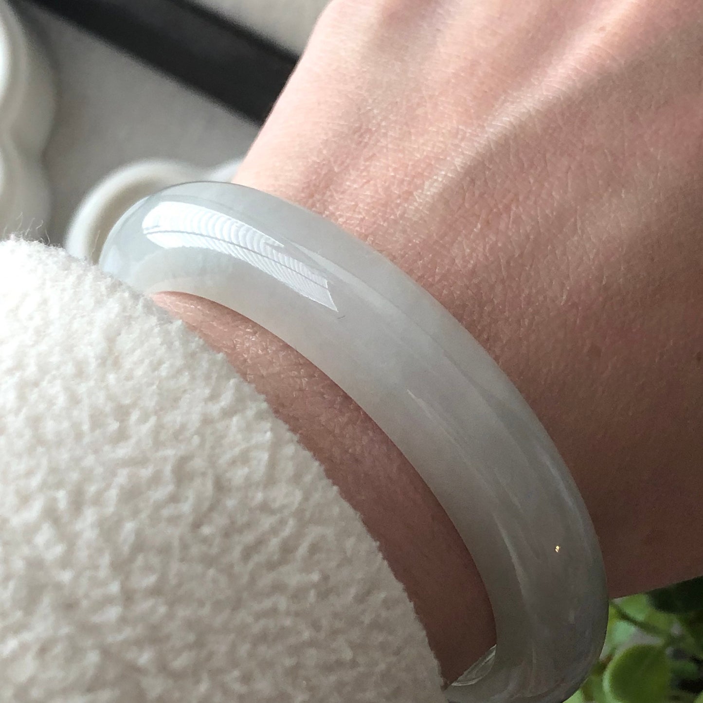 55mm Icy Jadeite Jade Light Green Tone Bangle