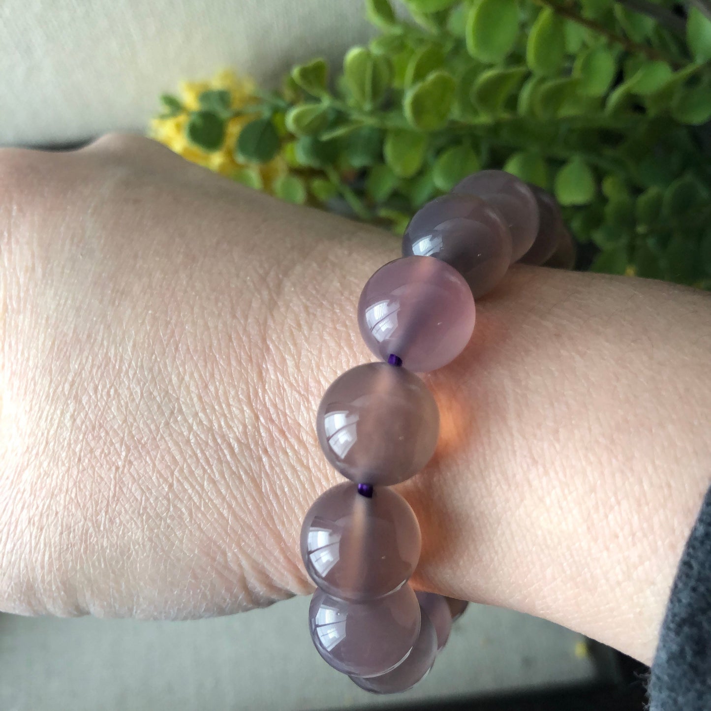 12mm High Quality Ic Agate Lavender Pink Grade A Natural Bead Bracelet