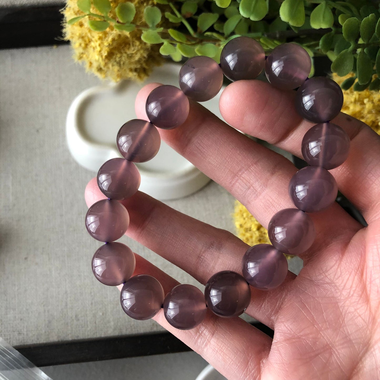 12mm High Quality Ic Agate Lavender Pink Grade A Natural Bead Bracelet