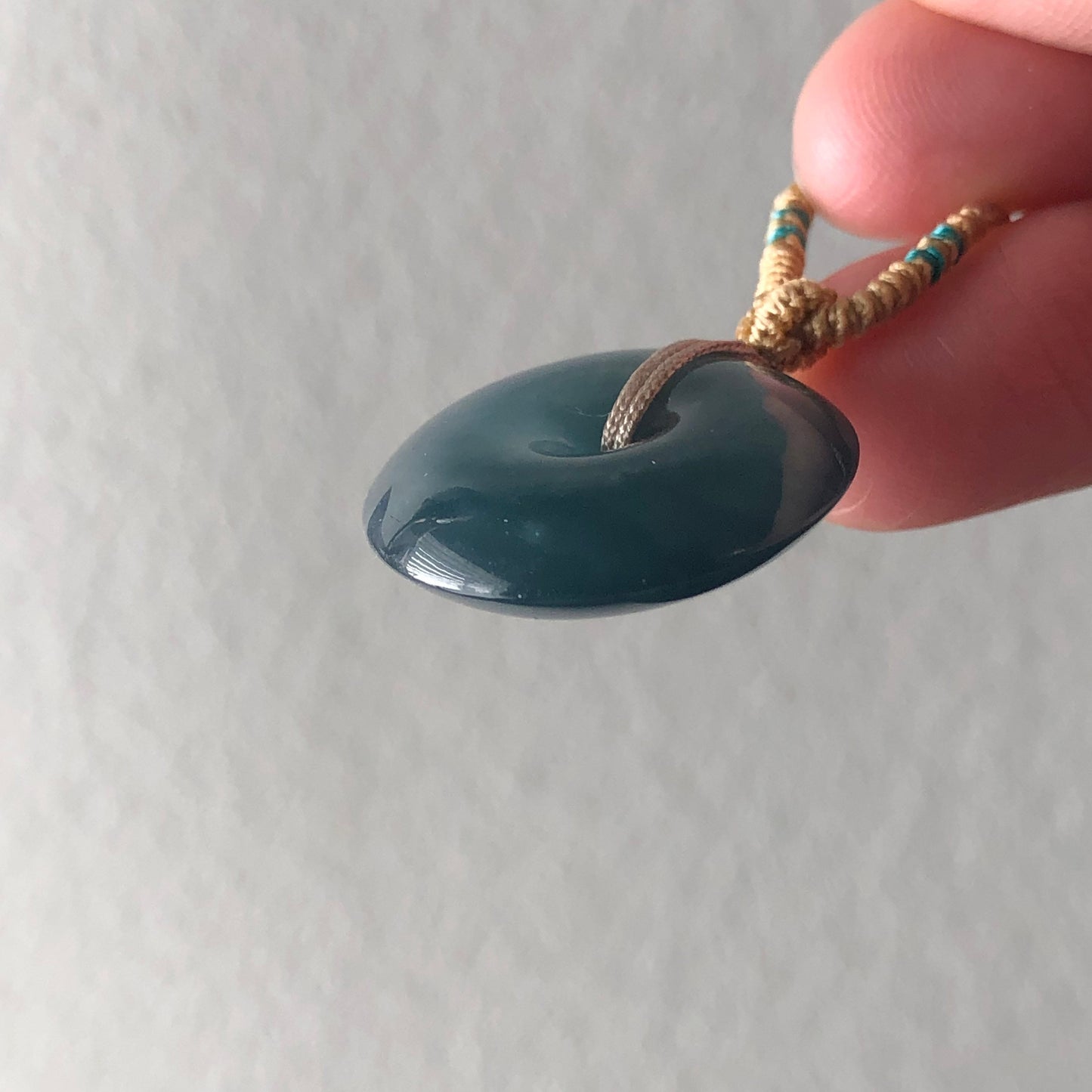 22mm High Icy Guatemalan Jade Blue Green Gradient Peace Donut Pendant