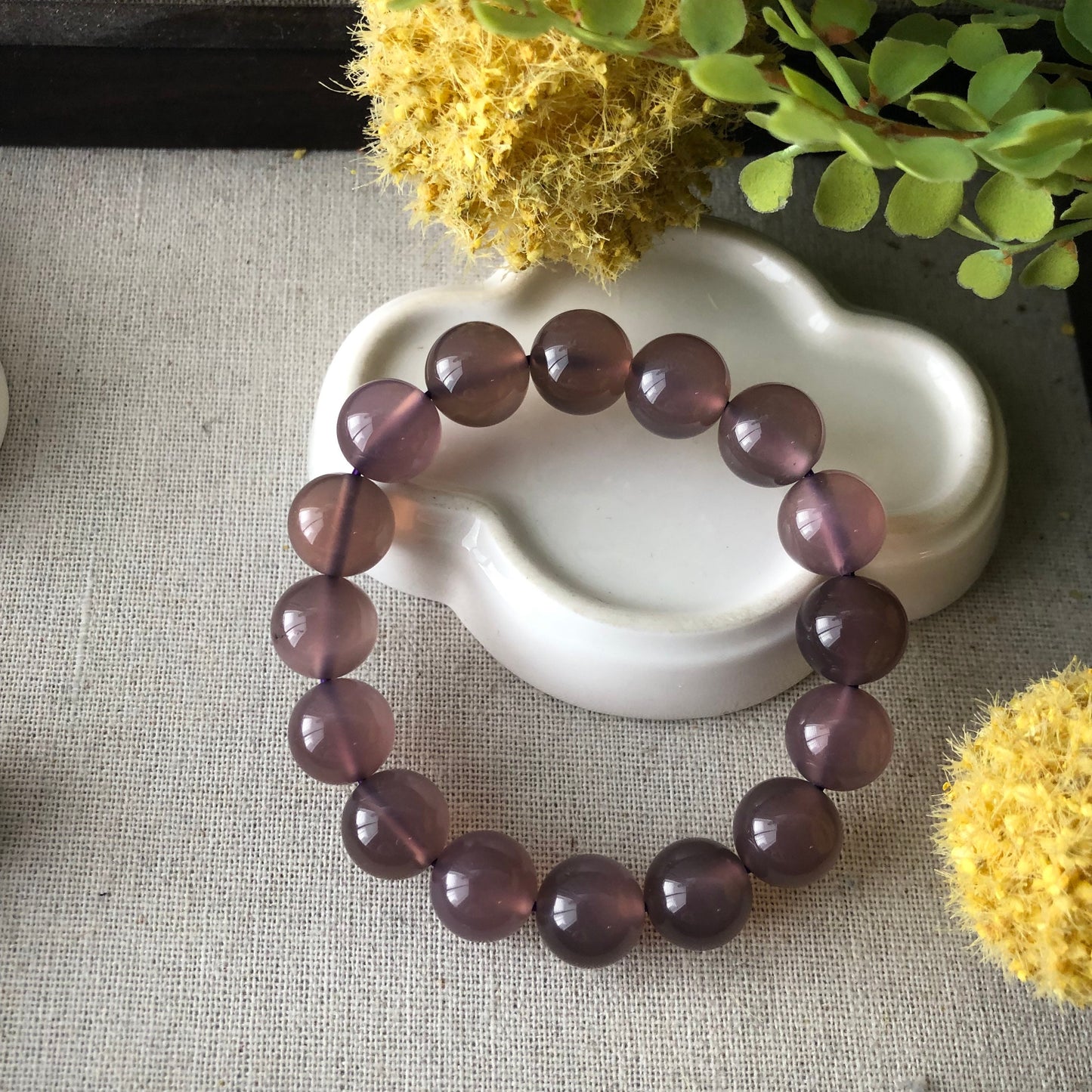 12mm High Quality Ic Agate Lavender Pink Grade A Natural Bead Bracelet