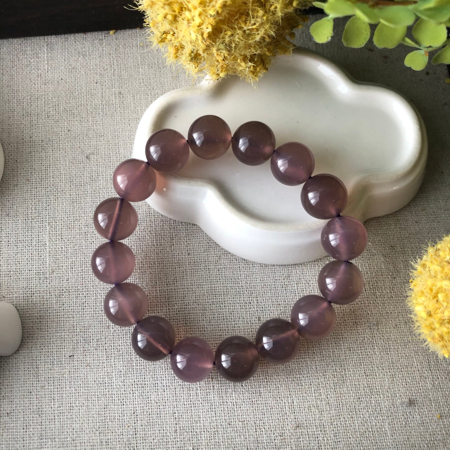 12mm High Quality Ic Agate Lavender Pink Grade A Natural Bead Bracelet
