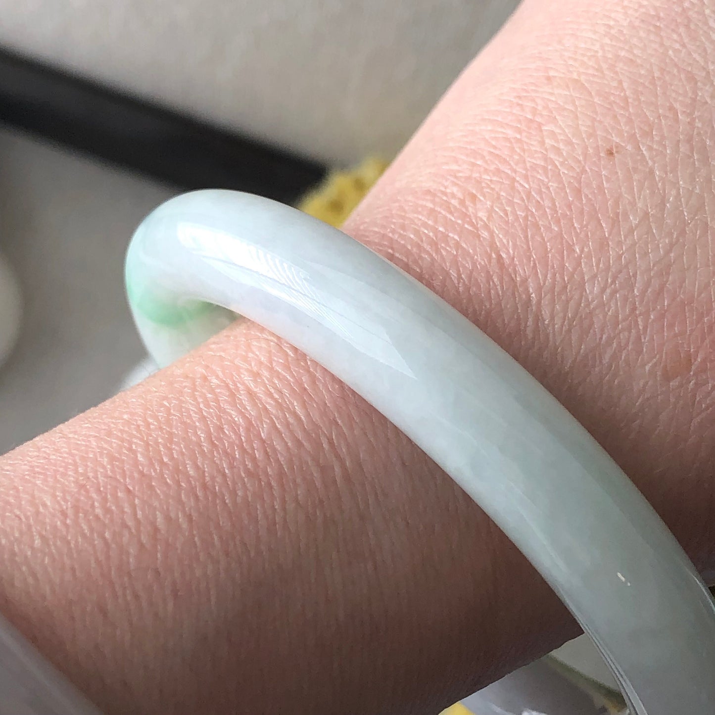 55-56 mm Jadeite Jade Green Moss Round Bangle