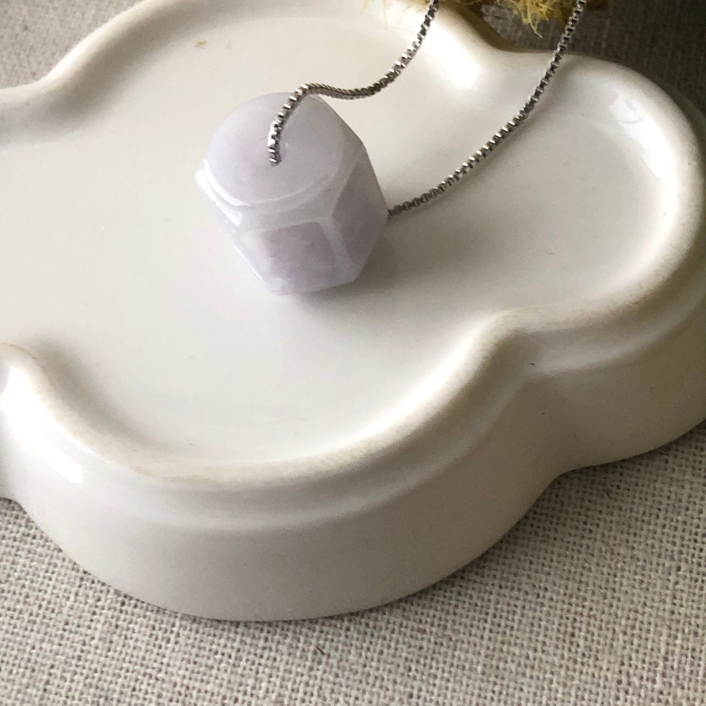 14.3 mm Lavender Jade Jadeite Carved Six Word Blessing Barrel Pendant