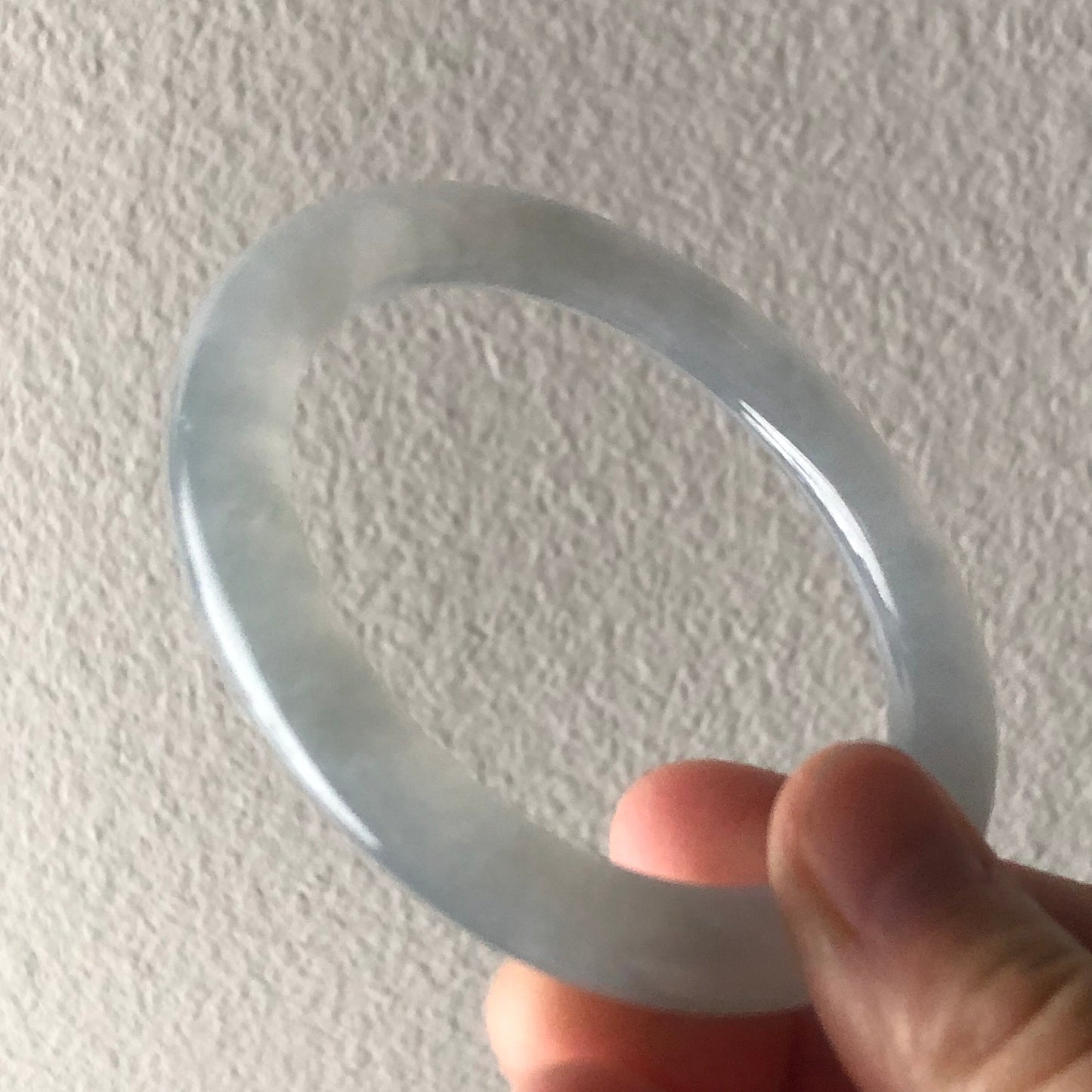 56-57mm Jadeite Jade Icy Blue Rounded Bangle