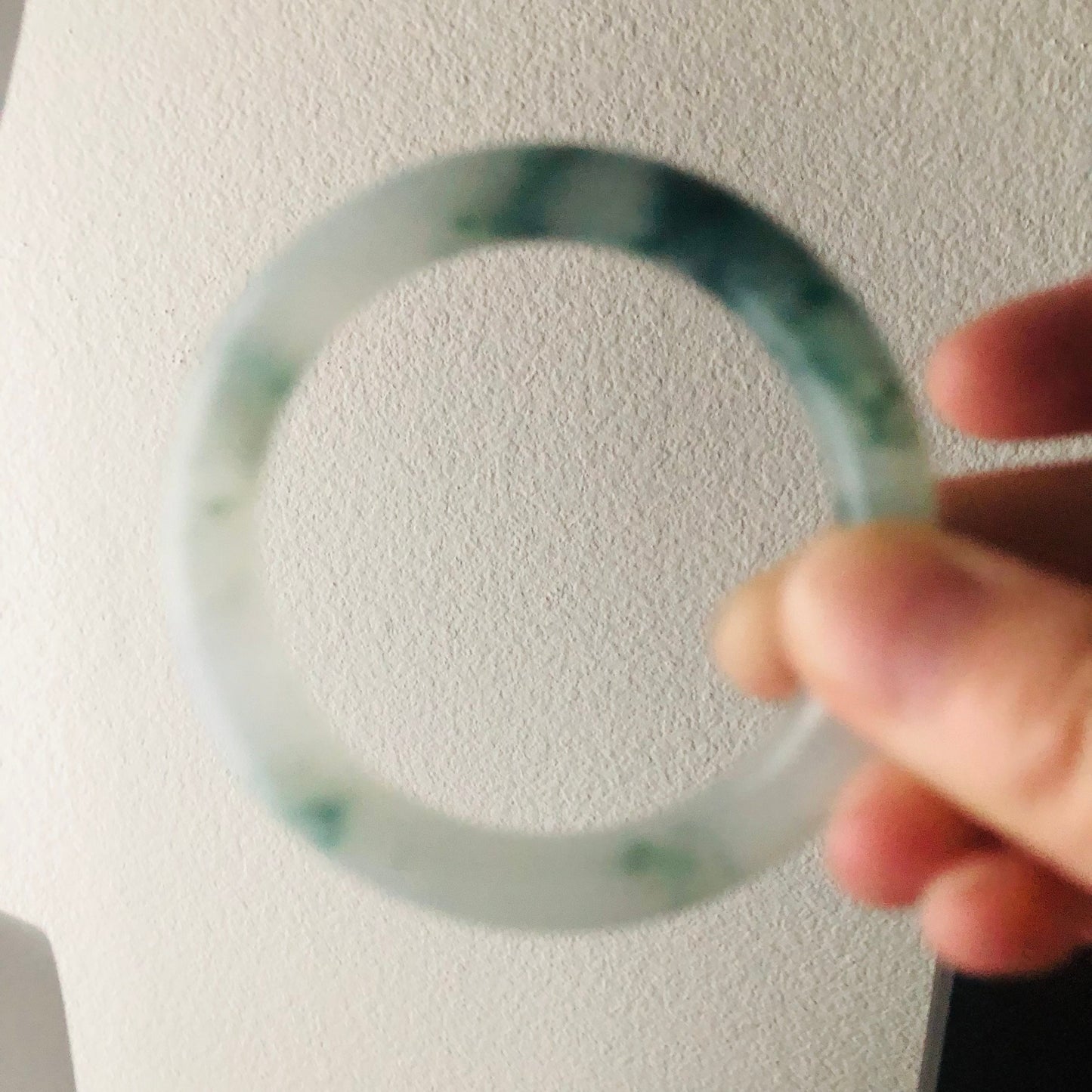 53-54mm Icy Green Float Flowers Round Jadeite Jade Bangle