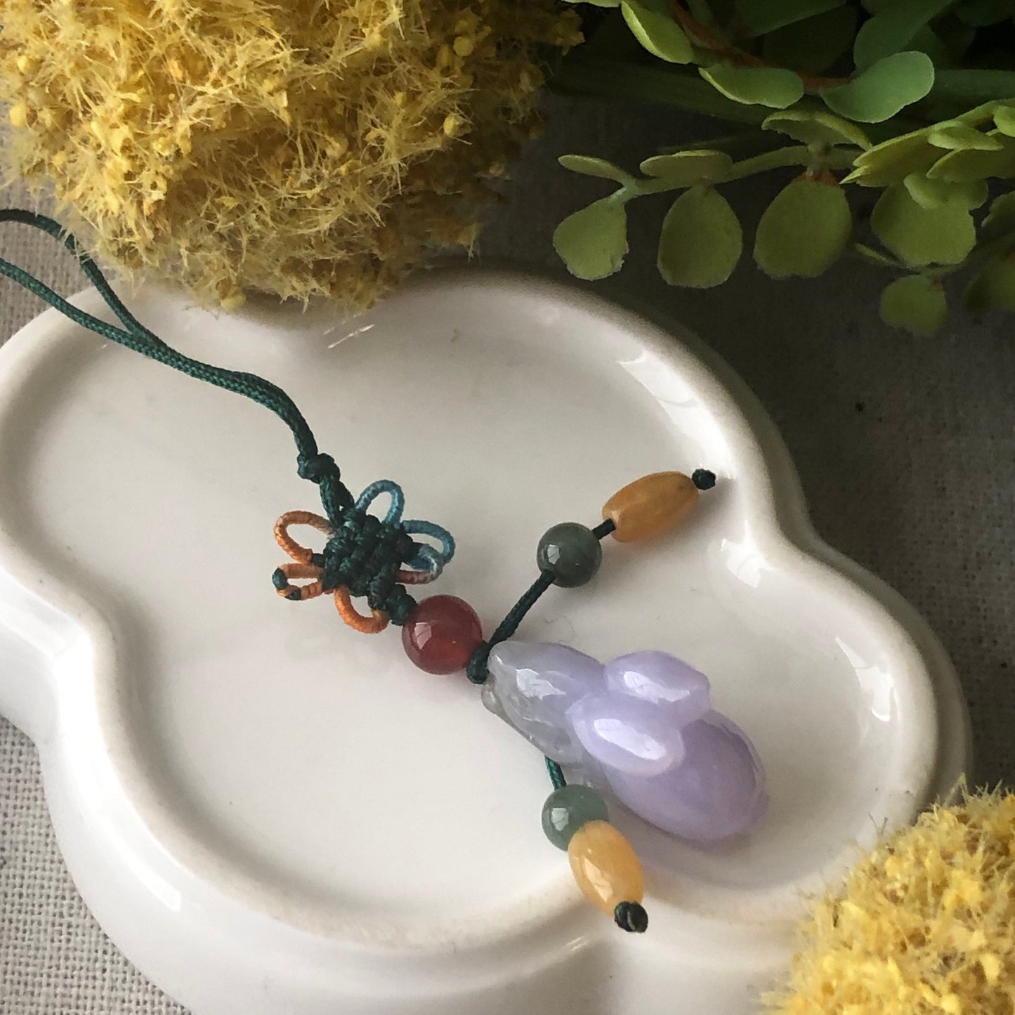 23.7mm Glossy Lavender Jadeite Jade Carved Rabbit Bunny Pendant