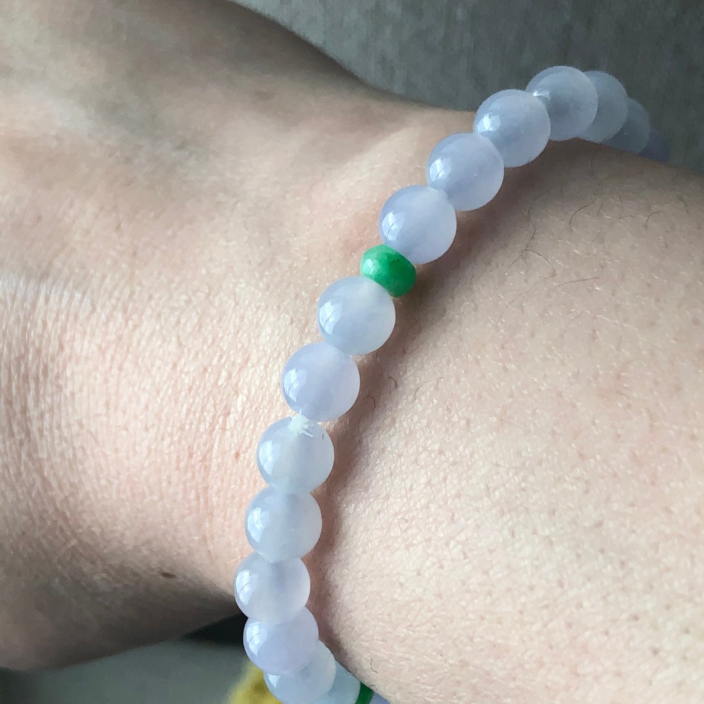 6.7 mm Jadeite Jade High Icy Lavender Bead Bracelet