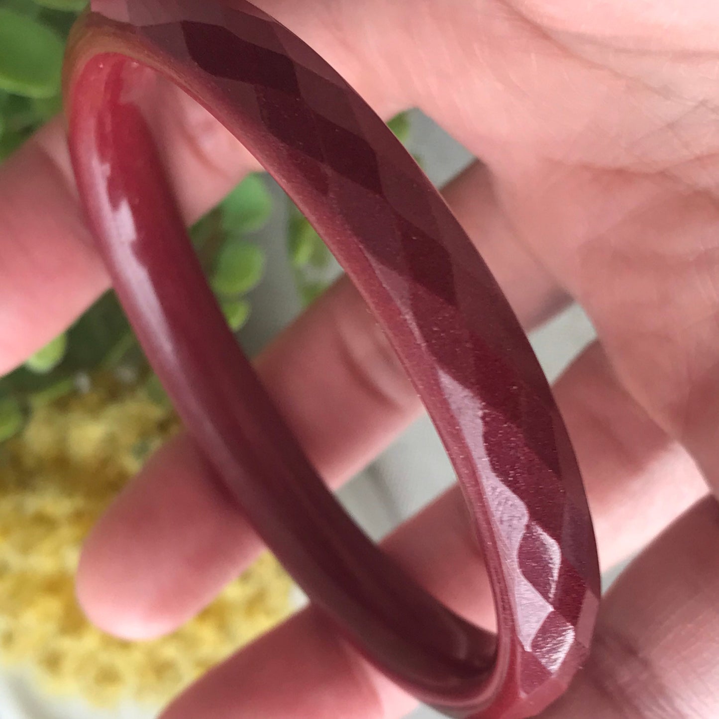 56 mm Imperial Purple Cinnabar Bangle with Diamond Cut Carving