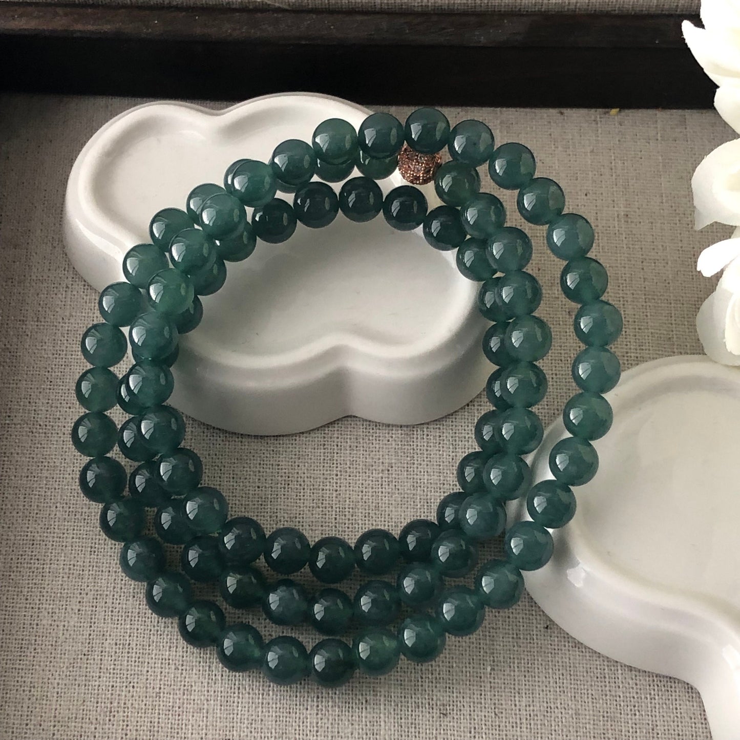 8.3mm 44 BEADS ONLY High Icy Guatemalan Jade Blue Green Round Beads