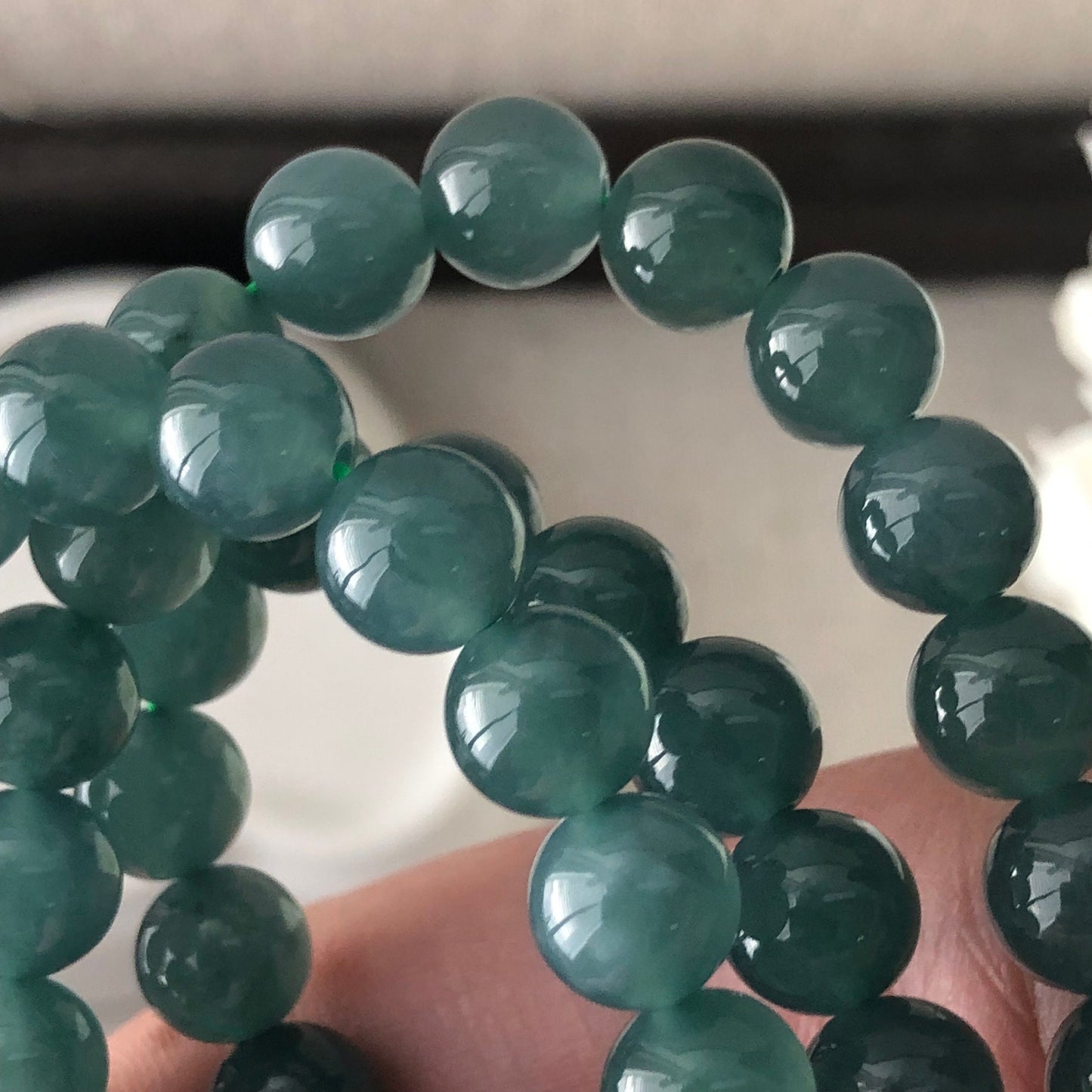 8.3mm 44 BEADS ONLY High Icy Guatemalan Jade Blue Green Round Beads