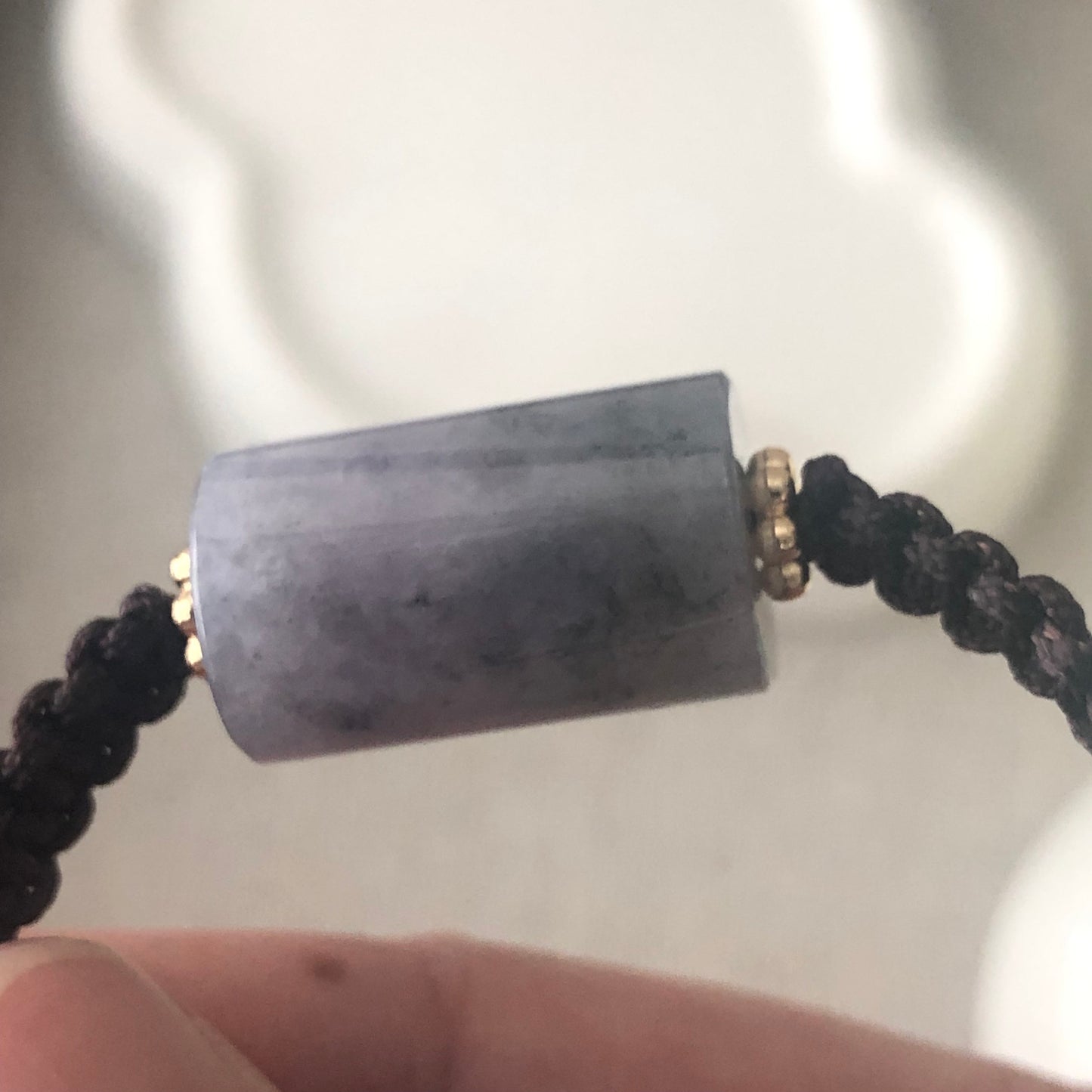 19.1 mm Icy Smoky Wuji Lavender Jadeite Jade Bead Bracelet