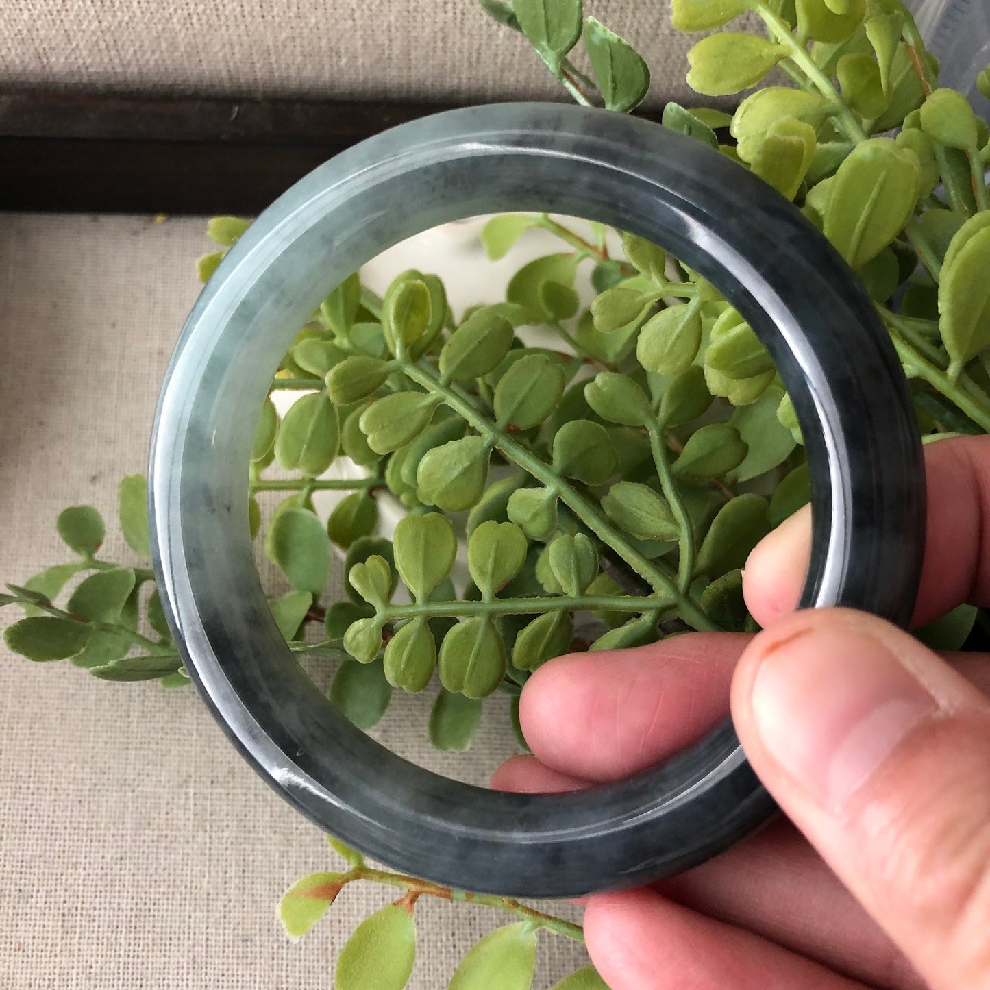 55mm Blue Wuji Jadeite Jade Round Bangle RARE