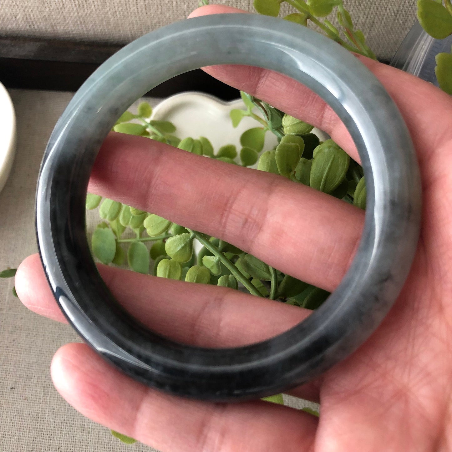 55mm Blue Wuji Jadeite Jade Round Bangle RARE