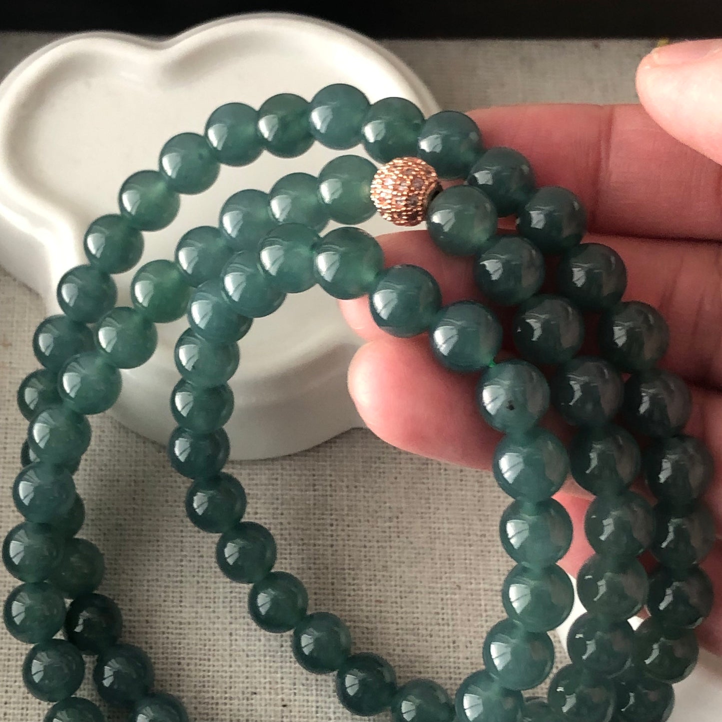 8.3mm 44 BEADS ONLY High Icy Guatemalan Jade Blue Green Round Beads