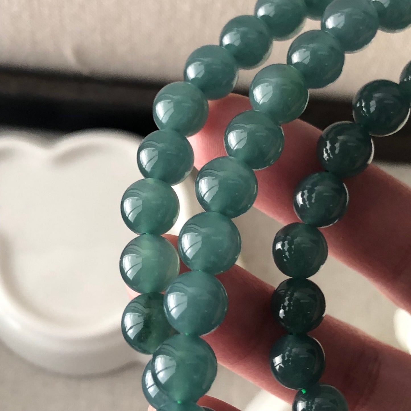8.3mm 44 BEADS ONLY High Icy Guatemalan Jade Blue Green Round Beads