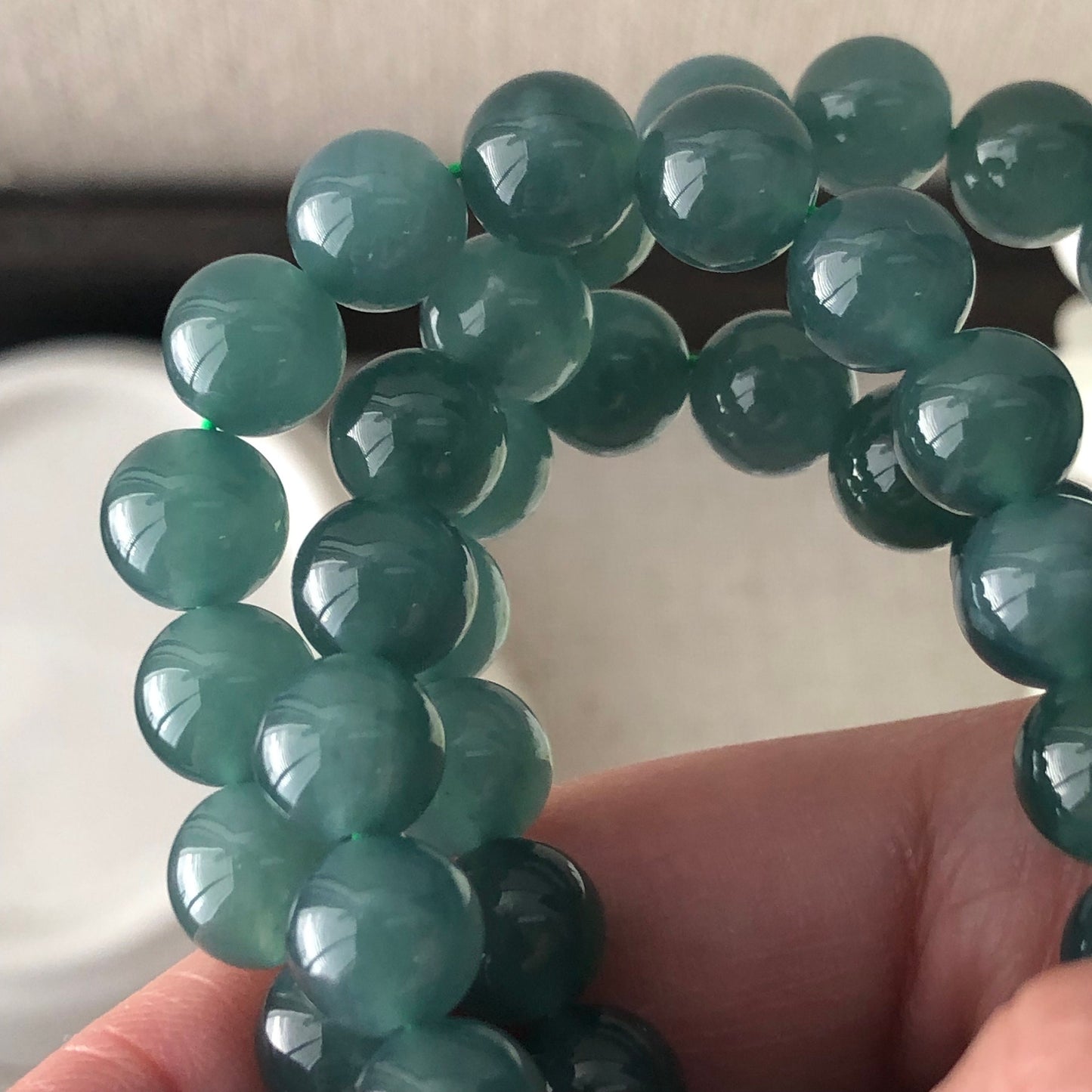 8.3mm 44 BEADS ONLY High Icy Guatemalan Jade Blue Green Round Beads