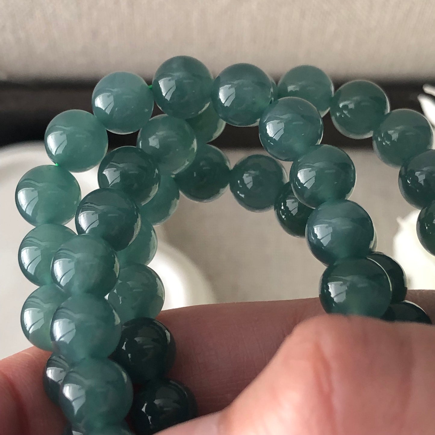 8.3mm 44 BEADS ONLY High Icy Guatemalan Jade Blue Green Round Beads