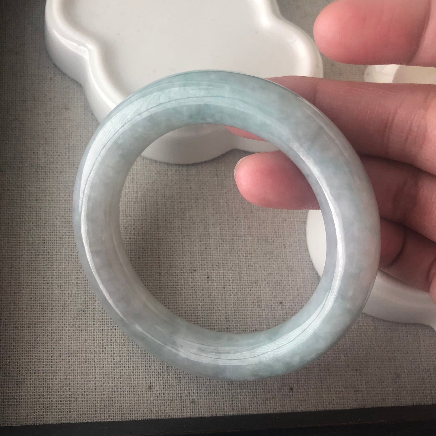 55mm Earthy Green Jadeite Jade Round Bangle
