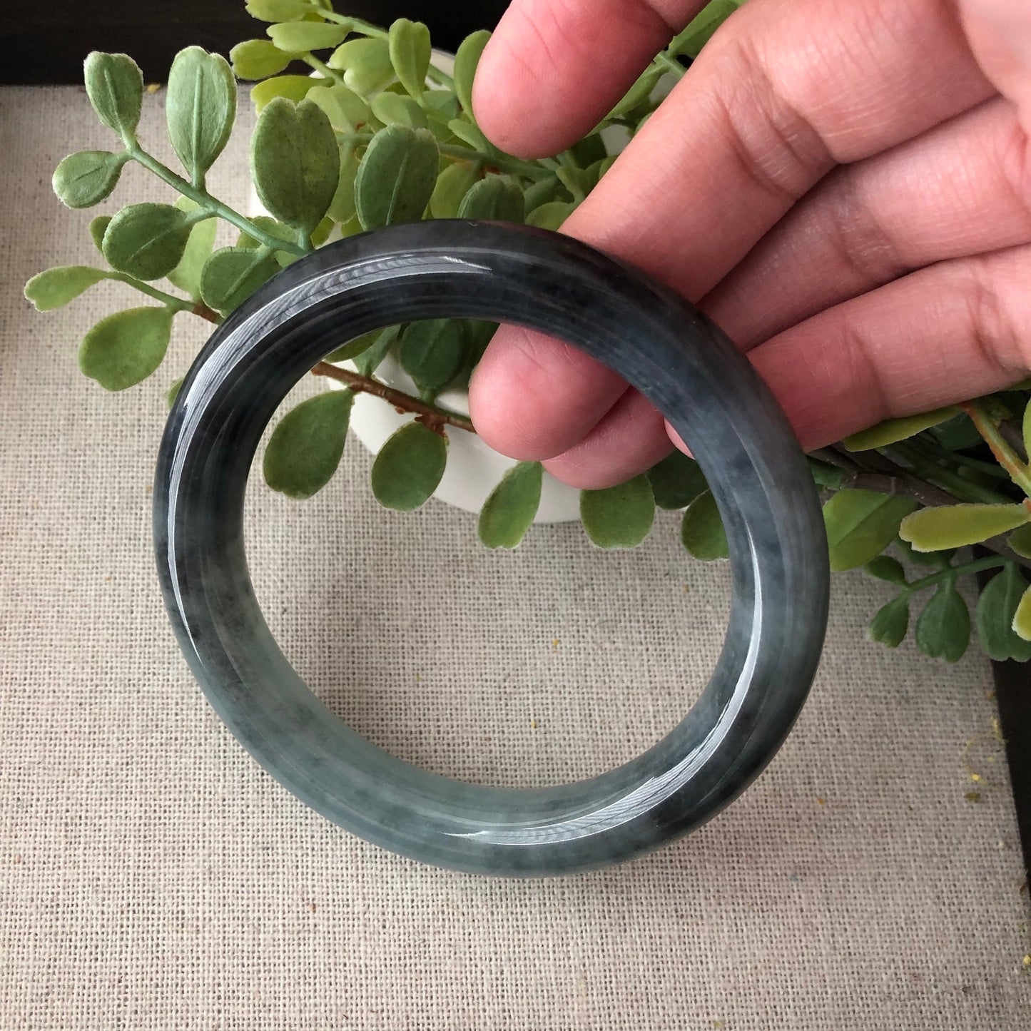 55mm Blue Wuji Jadeite Jade Round Bangle RARE