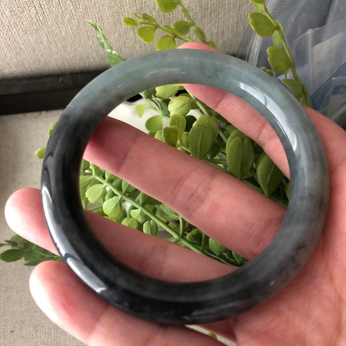 55mm Blue Wuji Jadeite Jade Round Bangle RARE