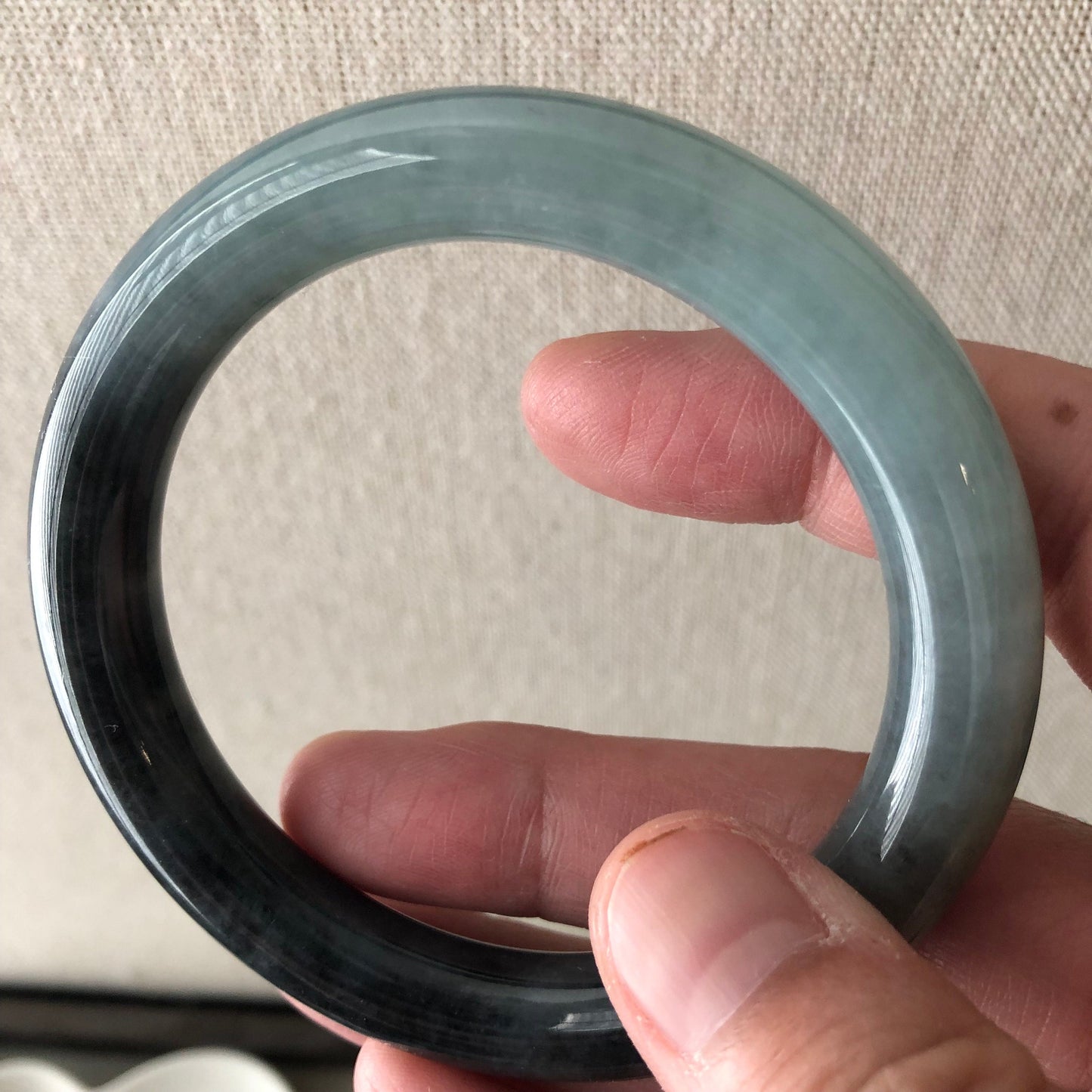 55mm Blue Wuji Jadeite Jade Round Bangle RARE