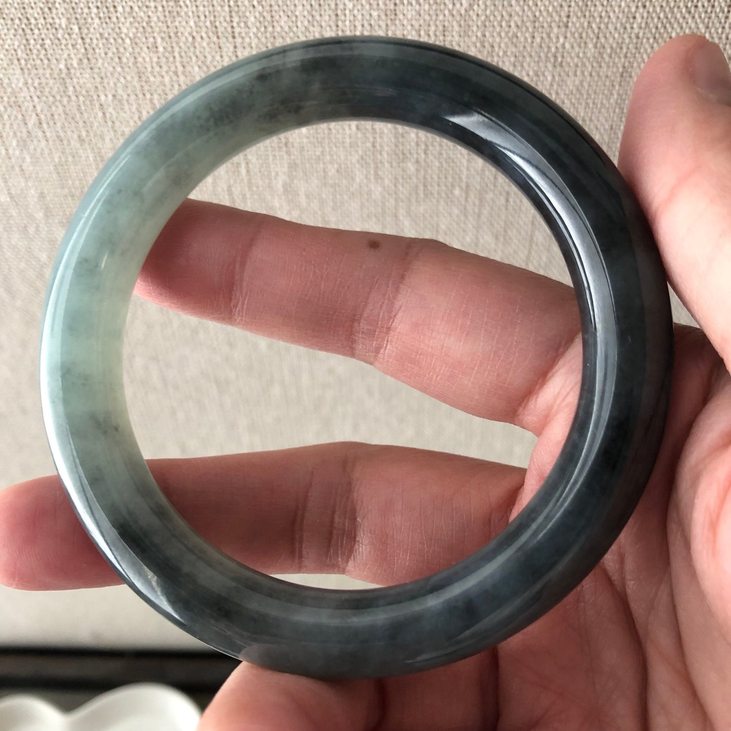55mm Blue Wuji Jadeite Jade Round Bangle RARE