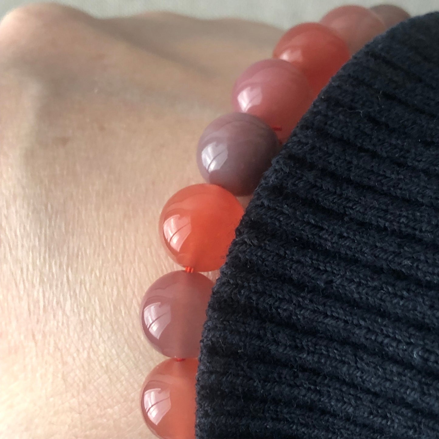 11.5mm Assorted Agate Grade A Natural Bead Bracelet Health Circulation Red Pink Tone