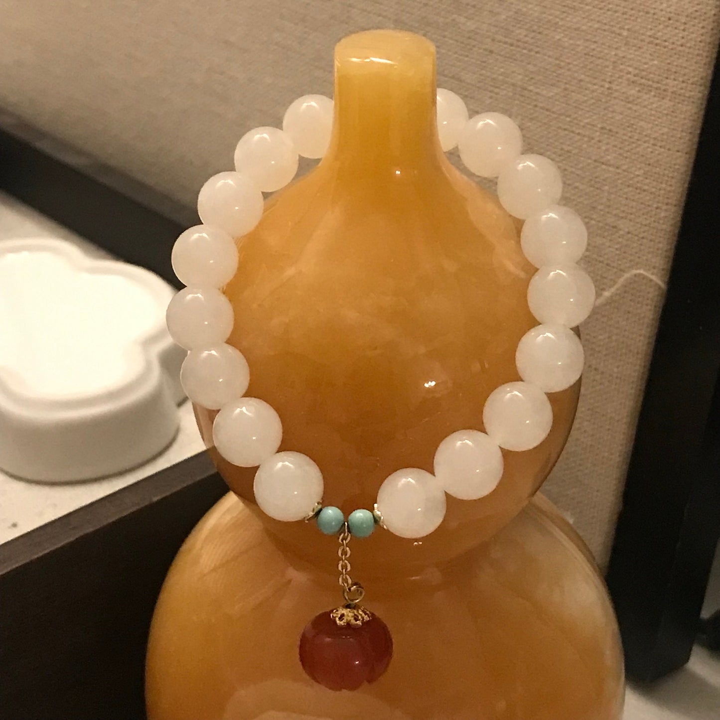 10 mm Icy Hetian Jade Bead Bracelet