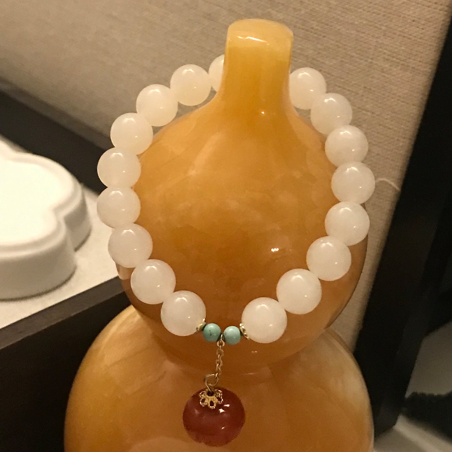 10 mm Icy Hetian Jade Bead Bracelet