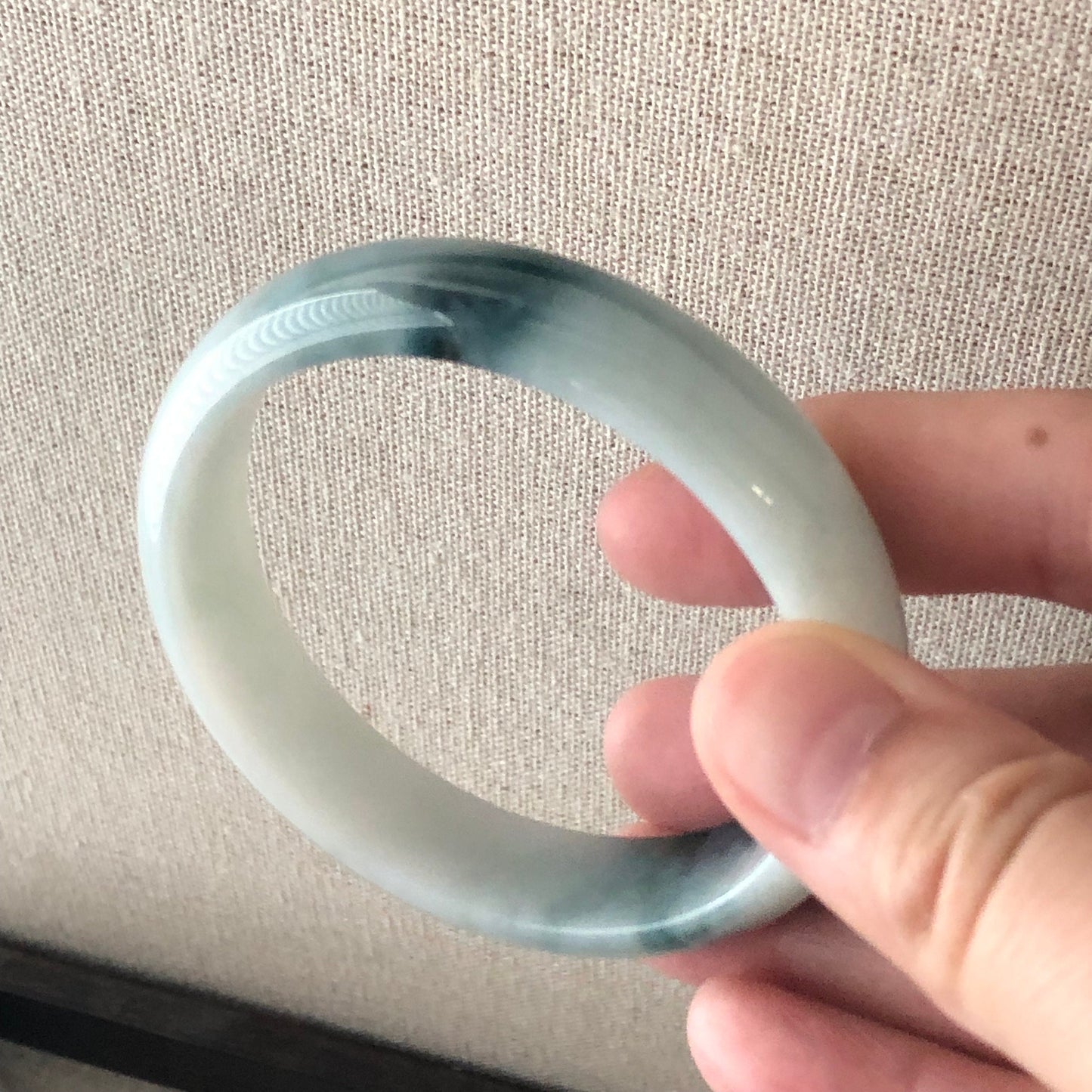 55mm Icy Blue Green Float Flowers Jadeite Jade Bangle