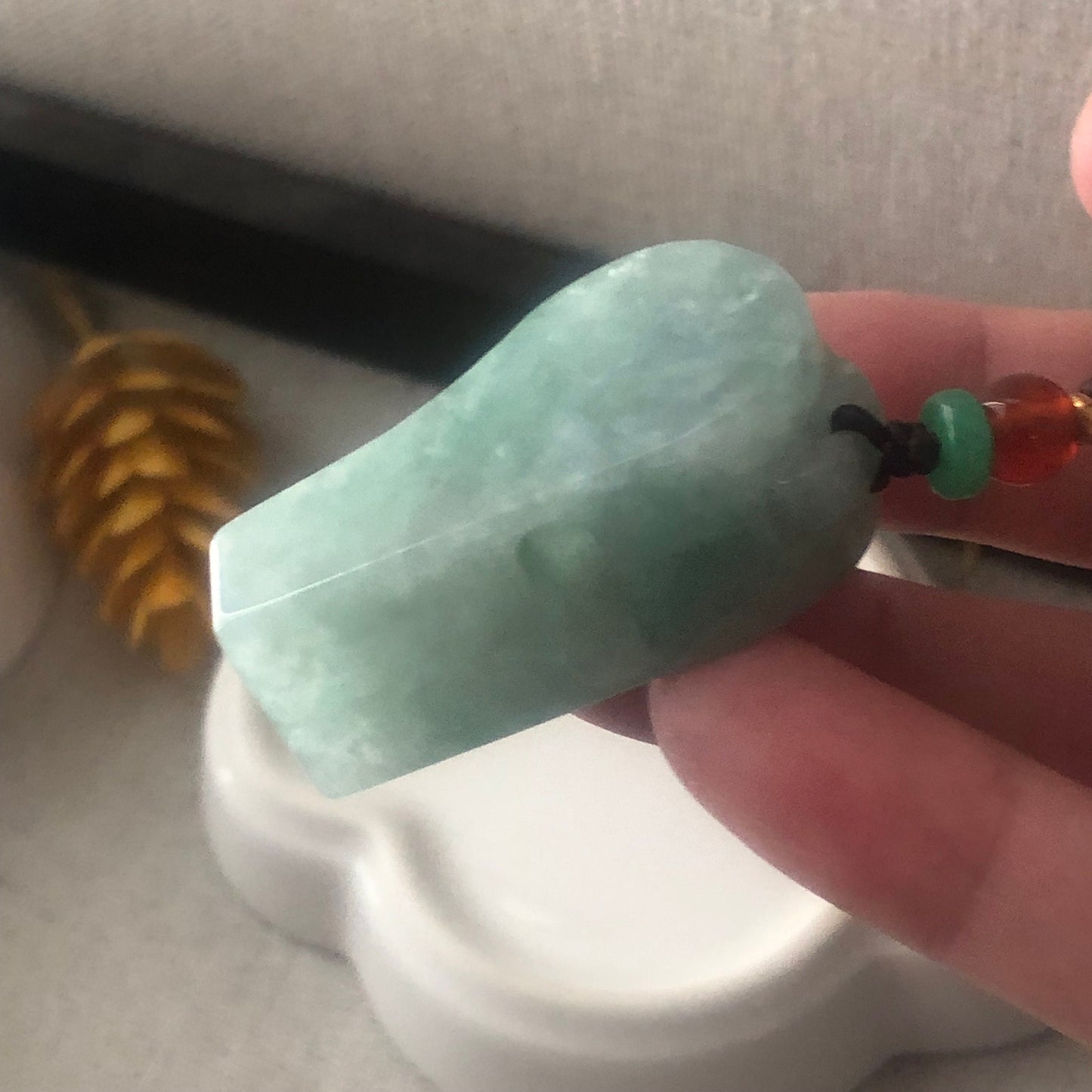 35mm Green Jadeite Jade Whistle Pendant