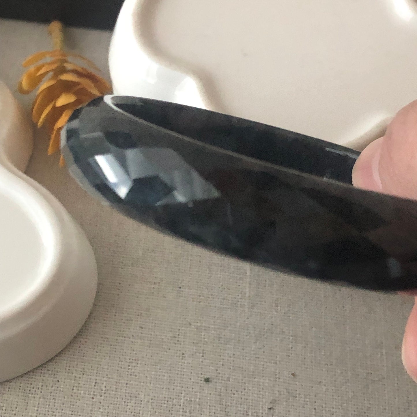 58 mm Jadeite Jade Diamond Cut Black Wuji Bangle