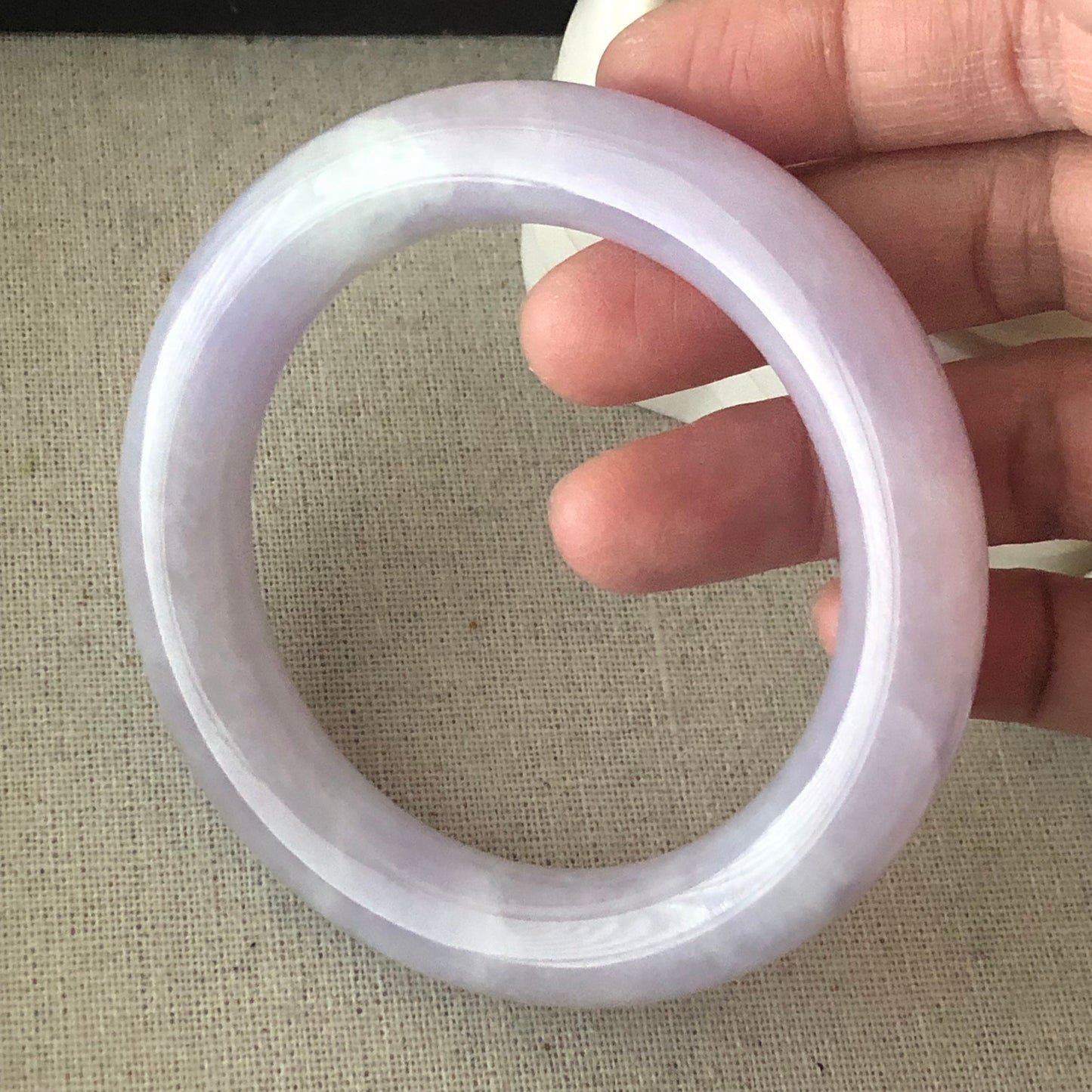 56mm Jadeite Jade Icy Lavender Round Bangle RARE