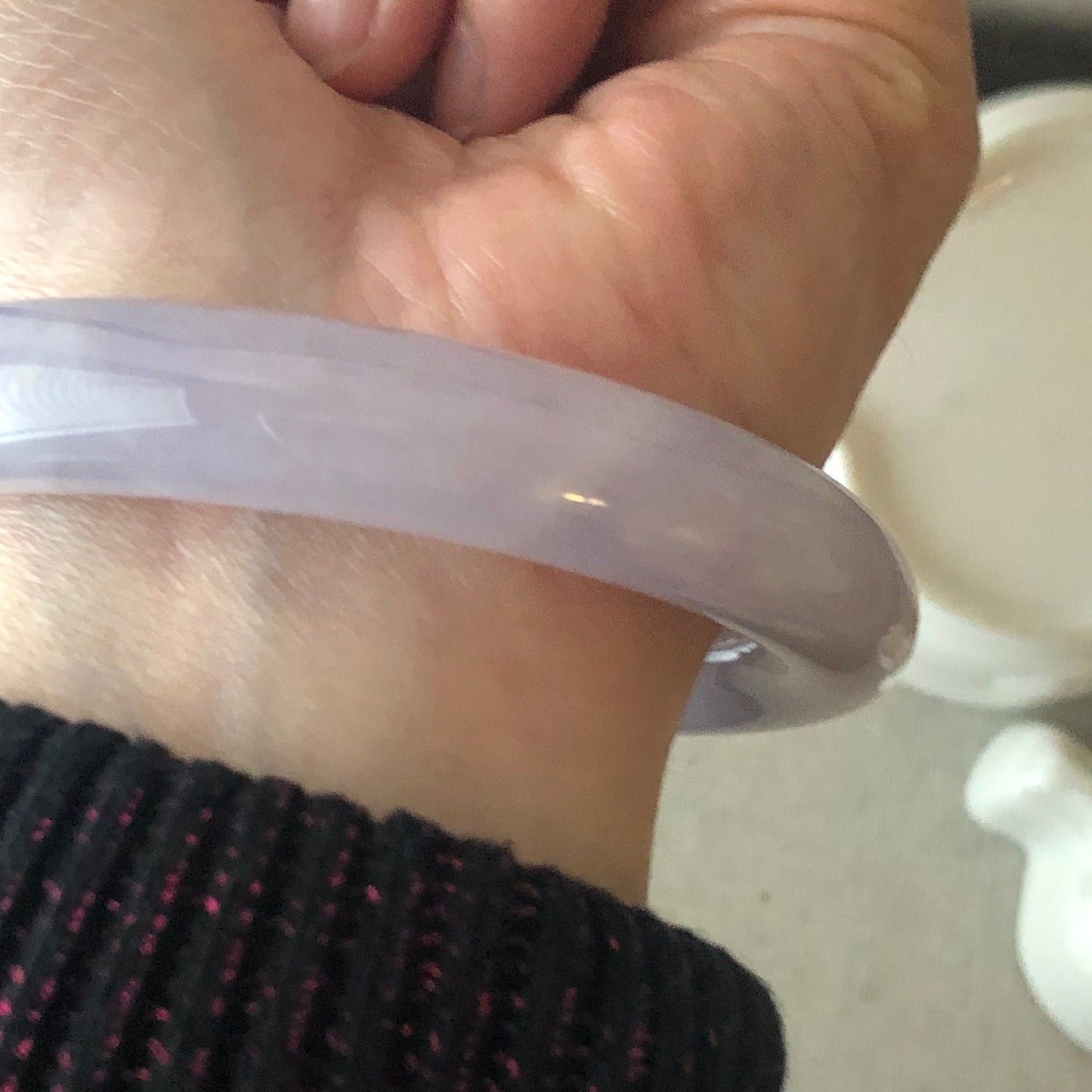 56mm Jadeite Jade Icy Lavender Round Bangle RARE