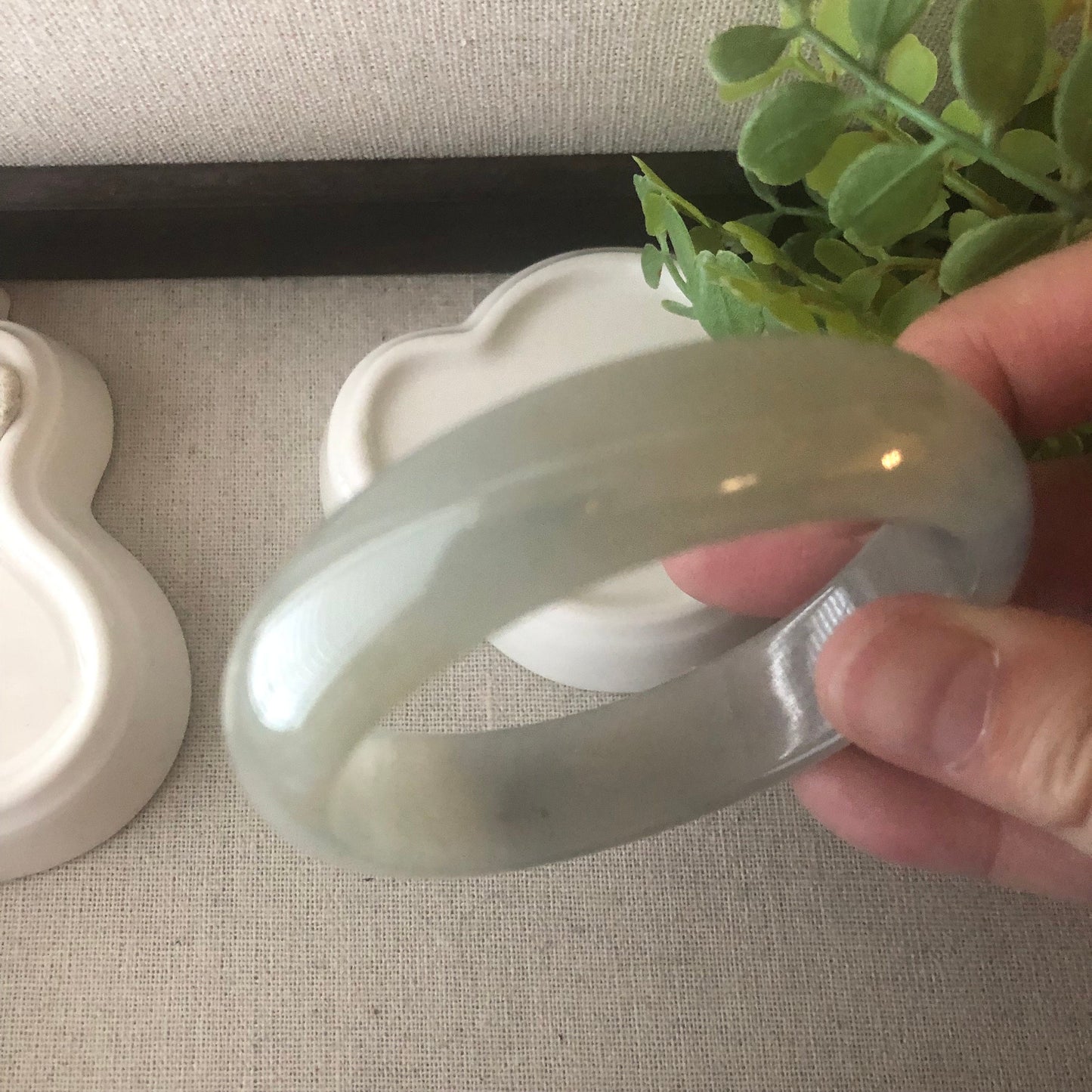 58mm Icy Wuji D-shaped Jadeite Jade Bangle