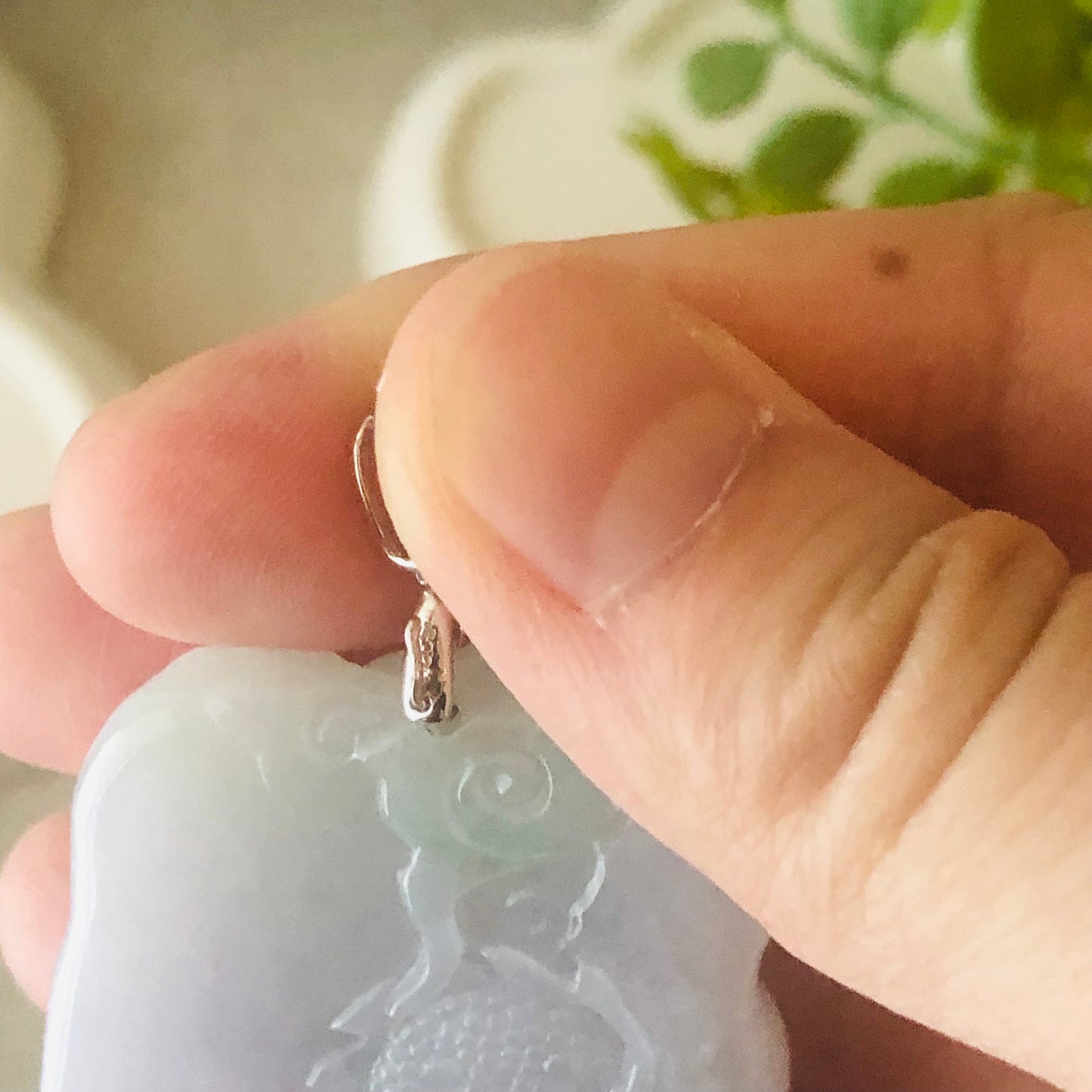 61.7mm Light Lavender Carved Dragon Jadeite Jade Pendant