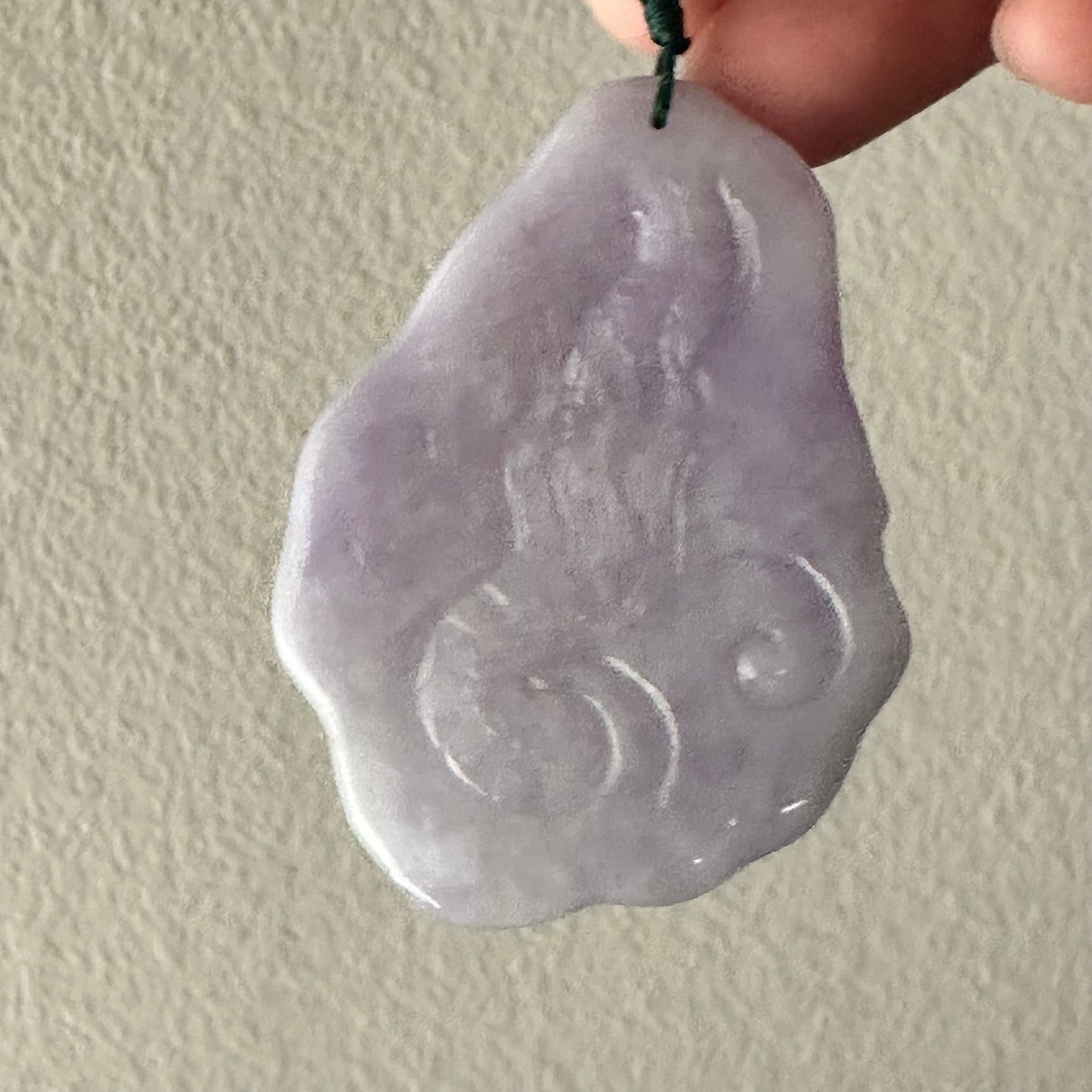 58mm Jadeite Jade Icy Lavender Carved Dragon Pendant