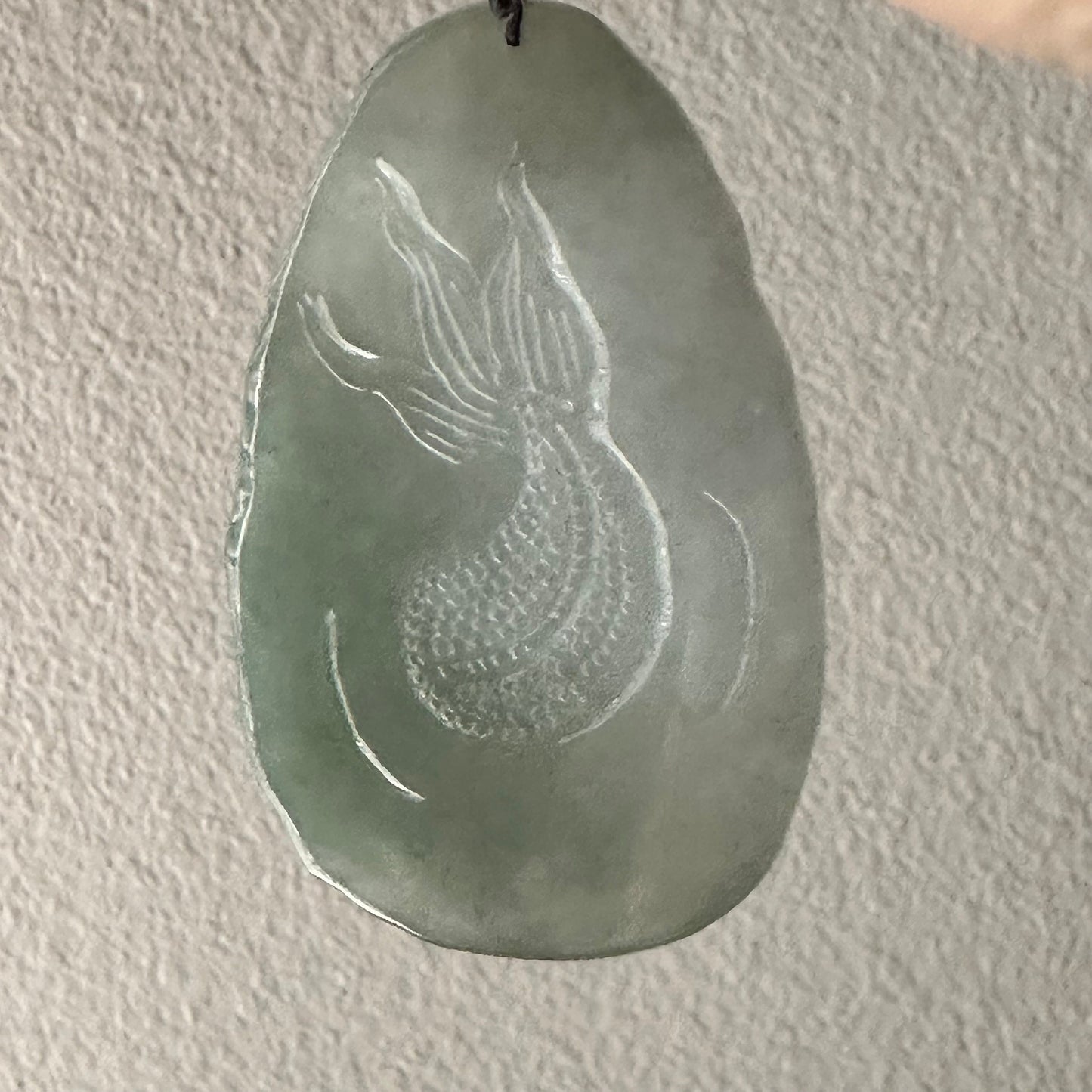 72mm Jadeite Jade White Green Carved Dragon Pendant